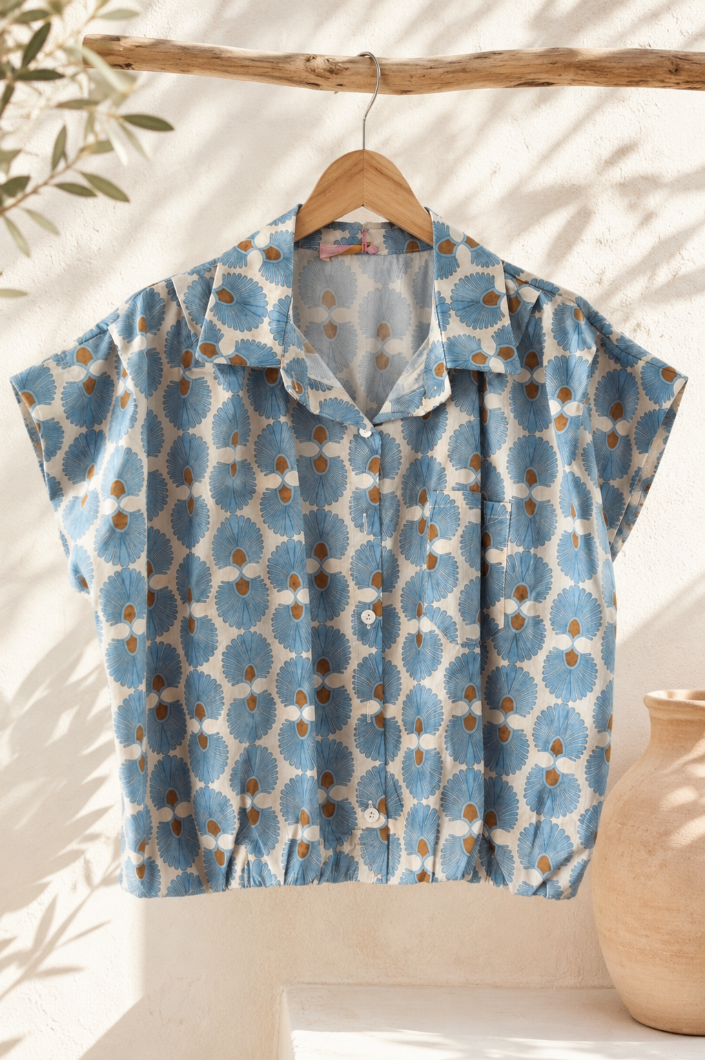 Cropped-Bluse Solea Ballonbluse Made in Italy Gr. 34-42