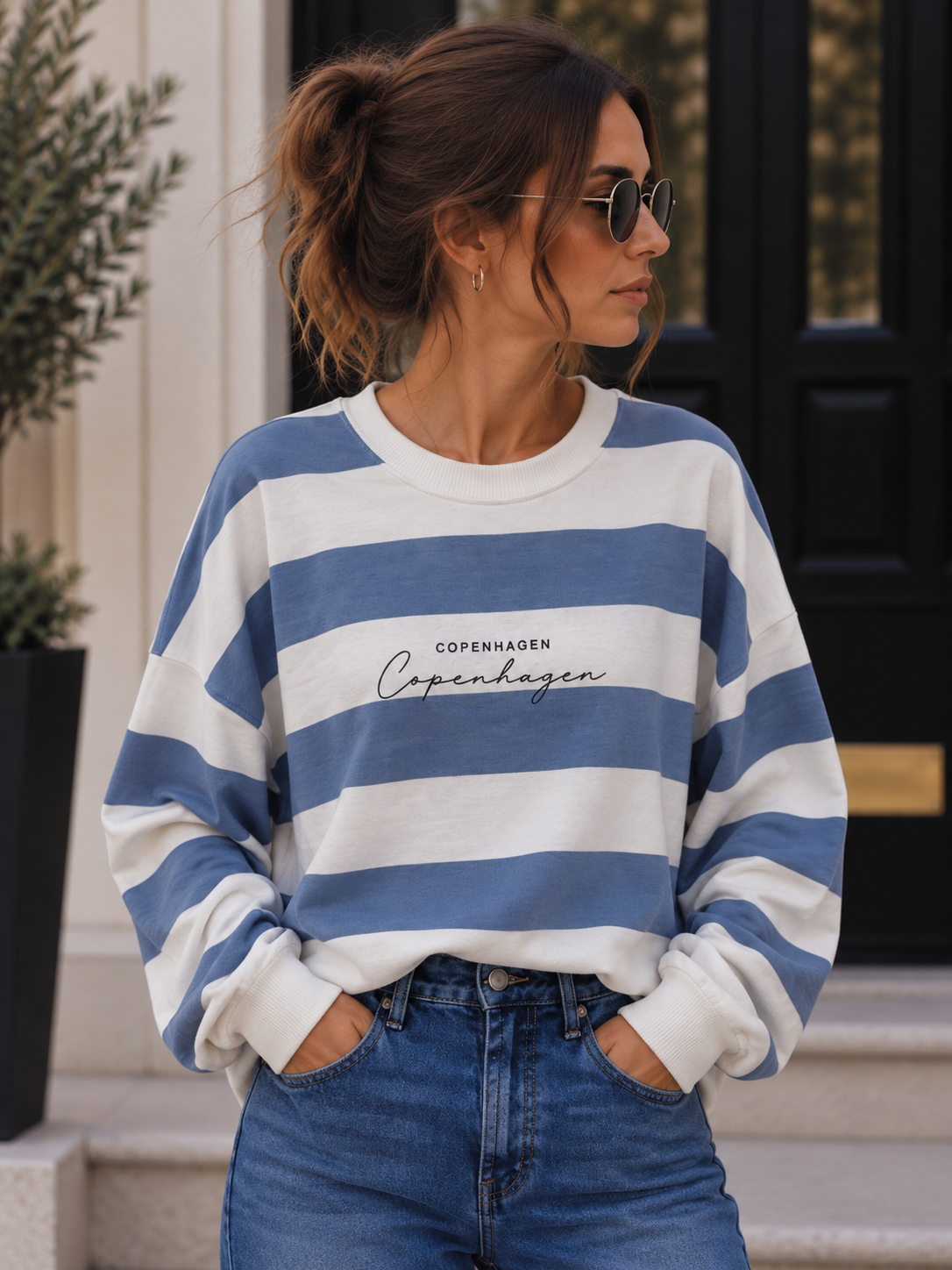 Sweatshirt Copenhagen Blockstreifen I NO. SW0072 I lässiger Oversize-Look I Made in Italy 34-42/44