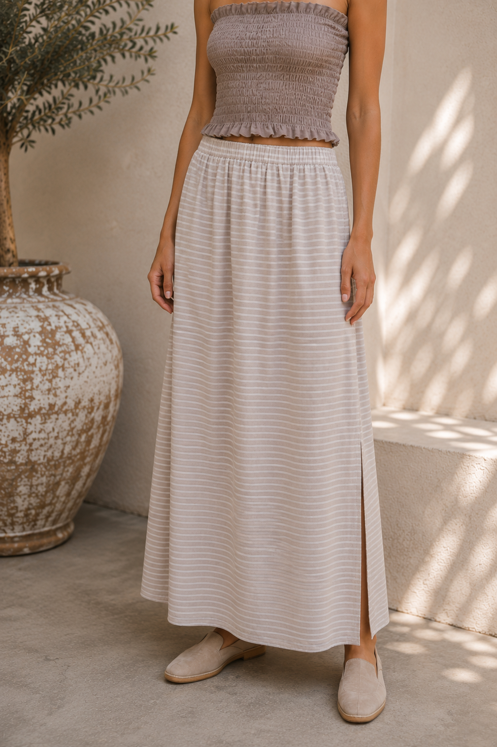 Maxirock Talea – gestreifter Lieblingsrock mit Seitenschlitzen Made in Italy 34-40/42 Skirt