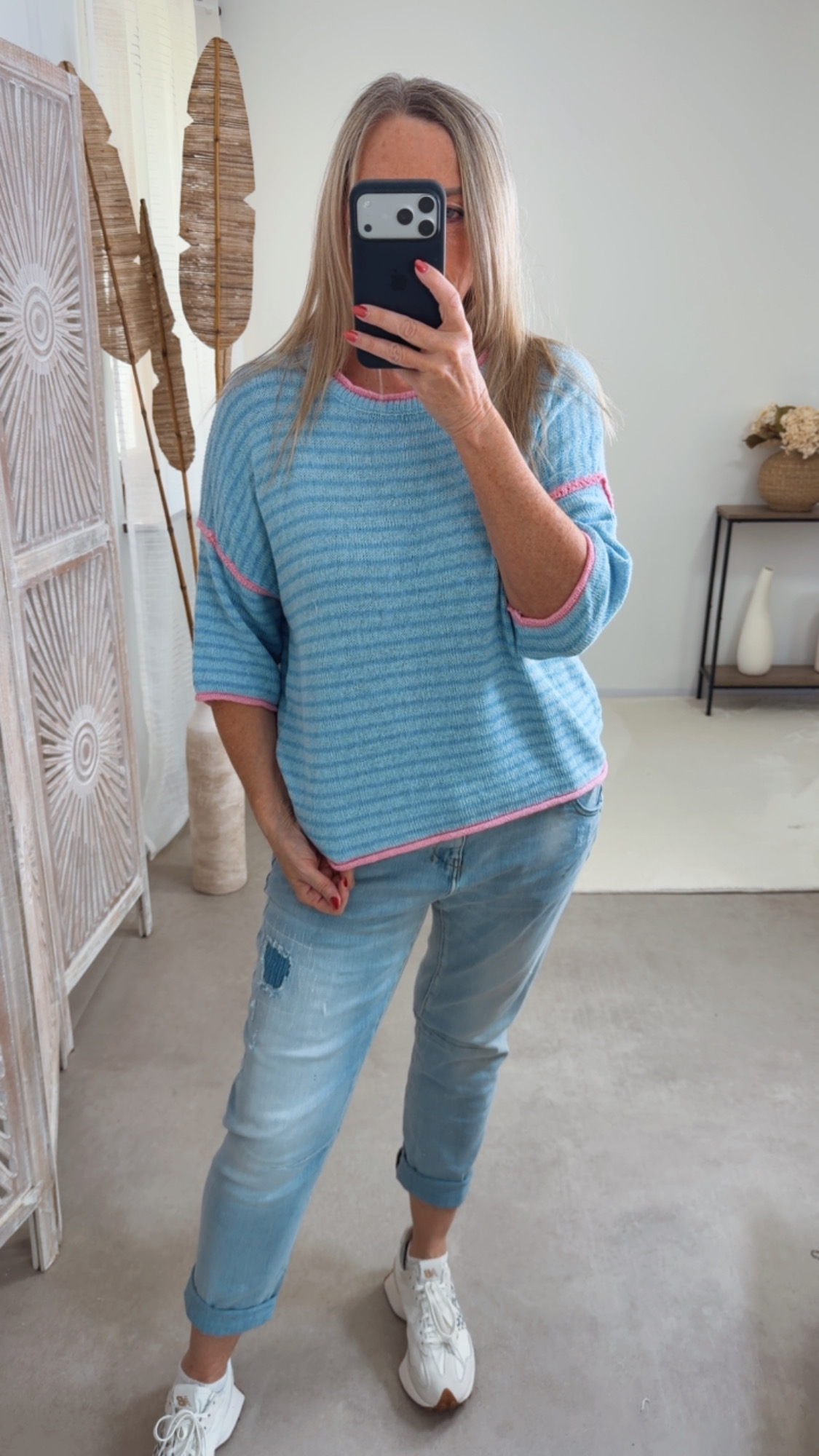 Strickshirt Salo Stripes Made in Italy 34-42 Kurzarm Pullover