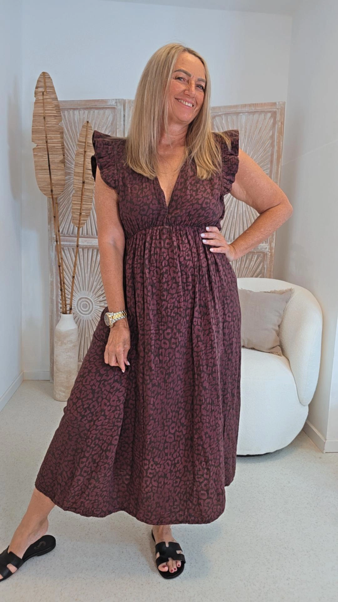 MUSSELIN LEO KLEID ZOE 34 - 42 Made in Italy ärmellos Rüsche