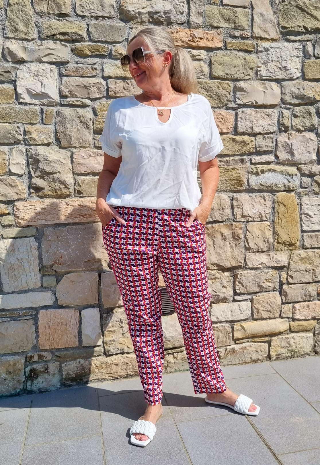 BASIC PANT VIVIAN PINK - Made in Italy dünne Sommer Hose Jogpant Variantenartikel BASIC PANT VIVIAN PINK - Made in Italy dünne Sommer Hose Jogpant Variantenartikel