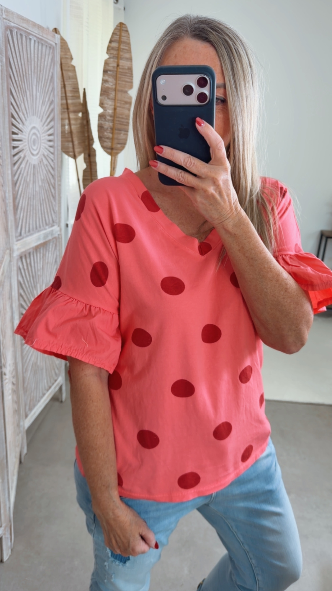 Polka Dots-Shirt „Bellagio“ – Made in Italy 🌸 Größe 34 bis 40/42