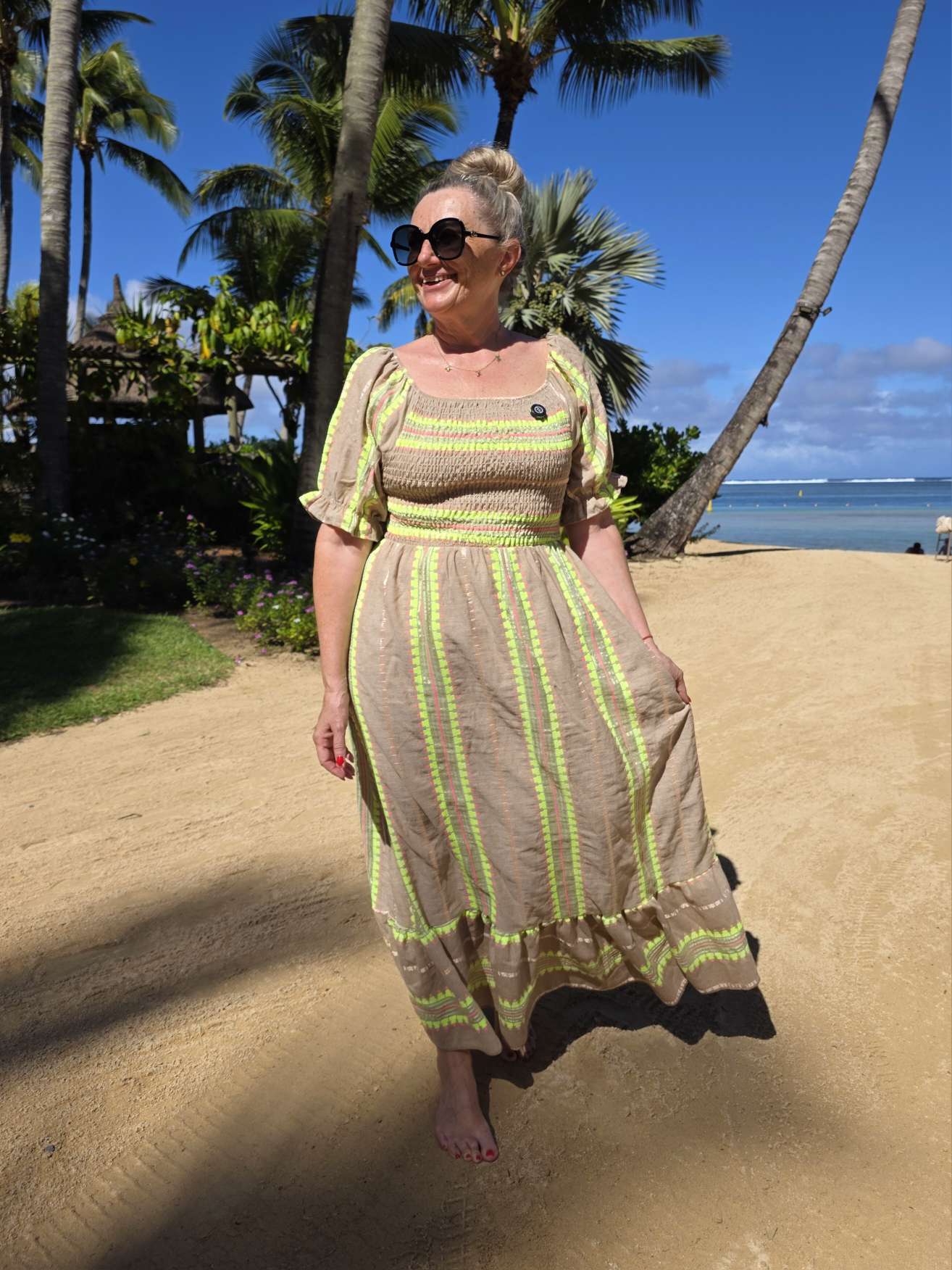 SOMMERKLEID NAIMA BOHO STYLE MADE IN ITALY 34 - 38 Trägerlos Raffung