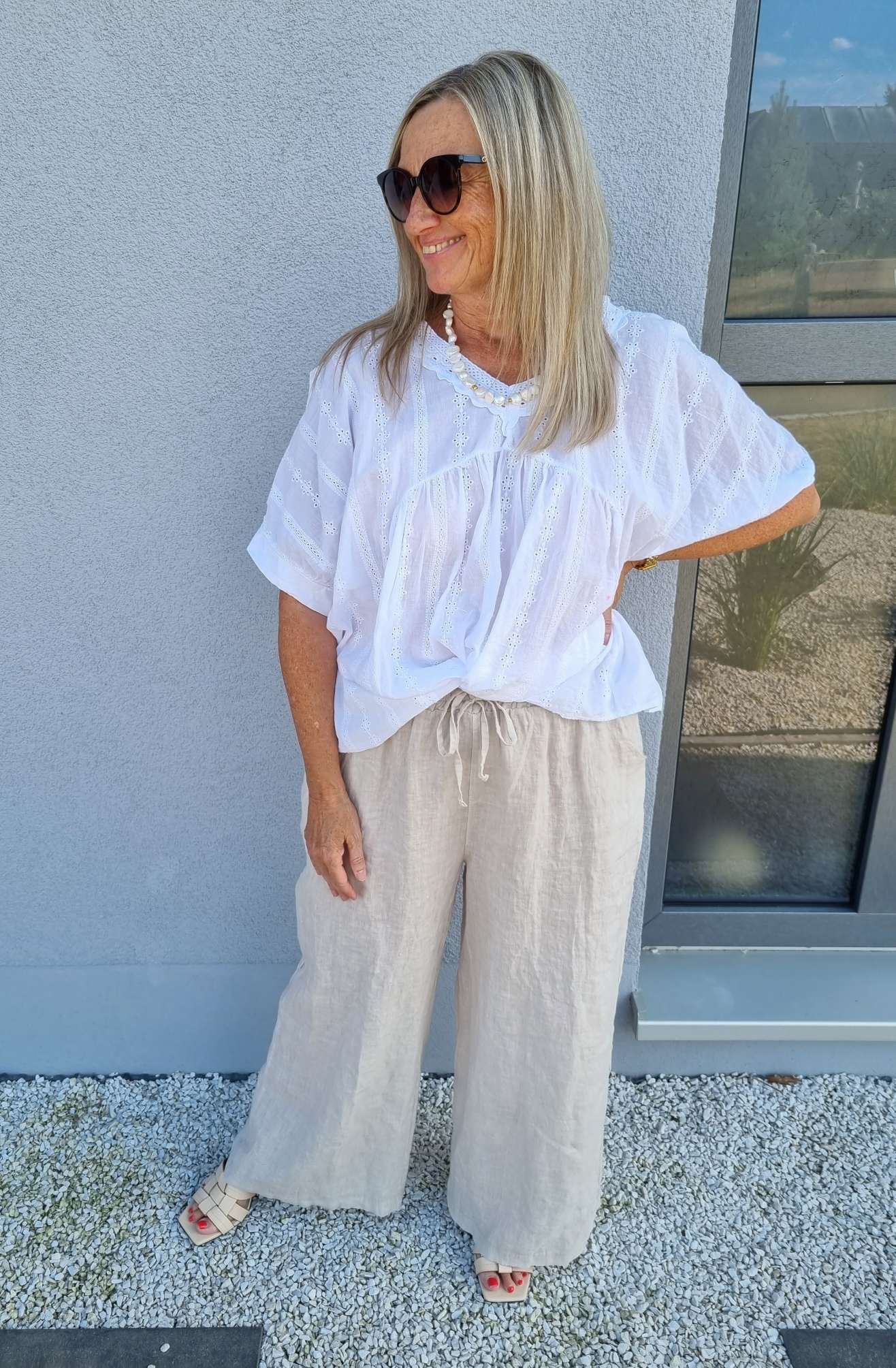 BLUSE TIANA WEISS 34-42 Made in Italy Oversize Tunika Shirt BLUSE TIANA WEISS 34-42 Made in Italy Oversize Tunika Shirt