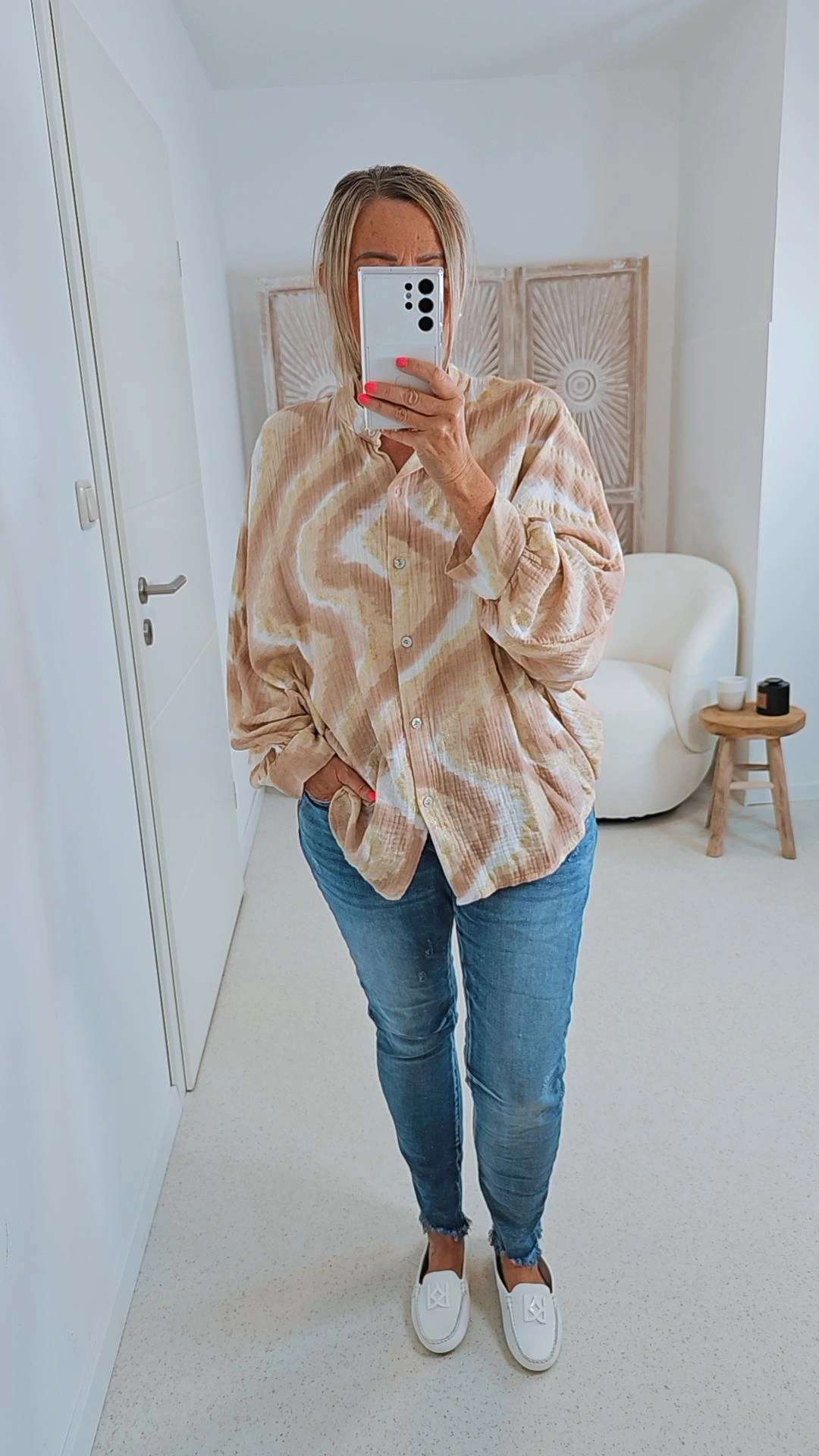 MUSSELIN BLUSE STORMY 34-42 Made in Italy  Tunika Hemd BATIK