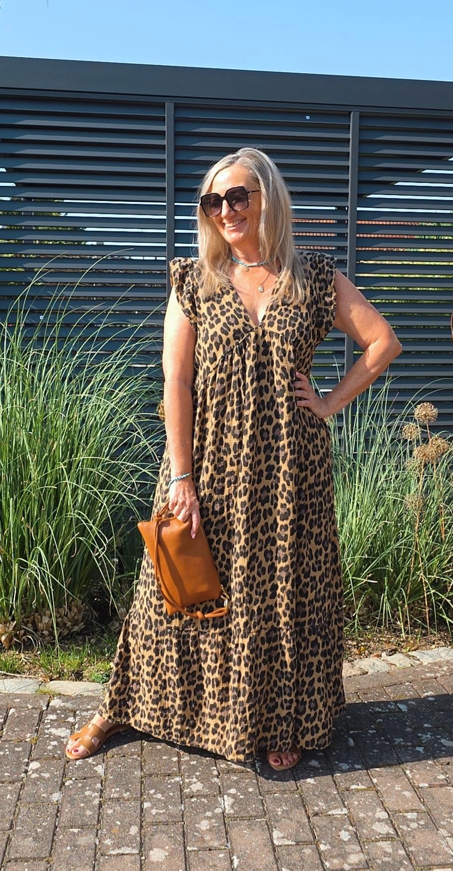 MAXI MUSSELIN KLEID TENERIFFA LEO Made in Italy 34-40/42 ärmellos 