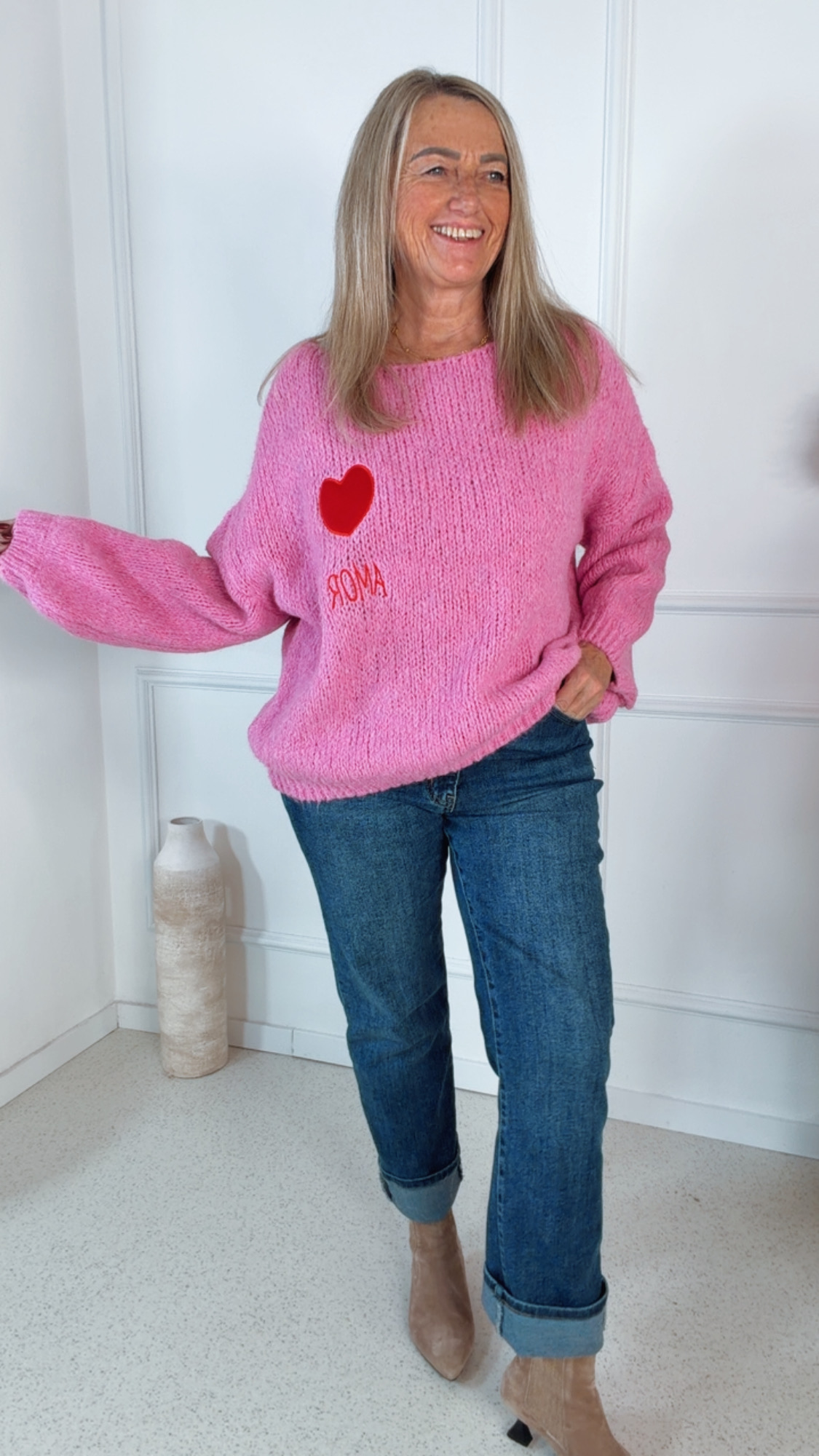 BASIC KNIT SWEATER MARIANNE HERZ Made in Italy 34- 44 PULLOVER STRICKPULLOVER