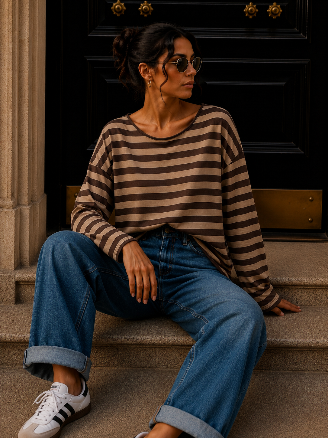 Longsleeve mit Streifen I LS0039 I Made in Italy 34-42