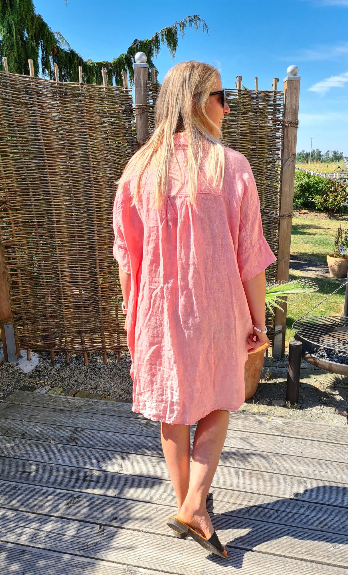 LINEN TUNIKA AREZZO LONG KORALLE Leinen Bluse Kleid Made in Italy 34-42 Longbluse LINEN TUNIKA AREZZO LONG KORALLE Leinen Bluse Kleid Made in Italy 34-42 Longbluse