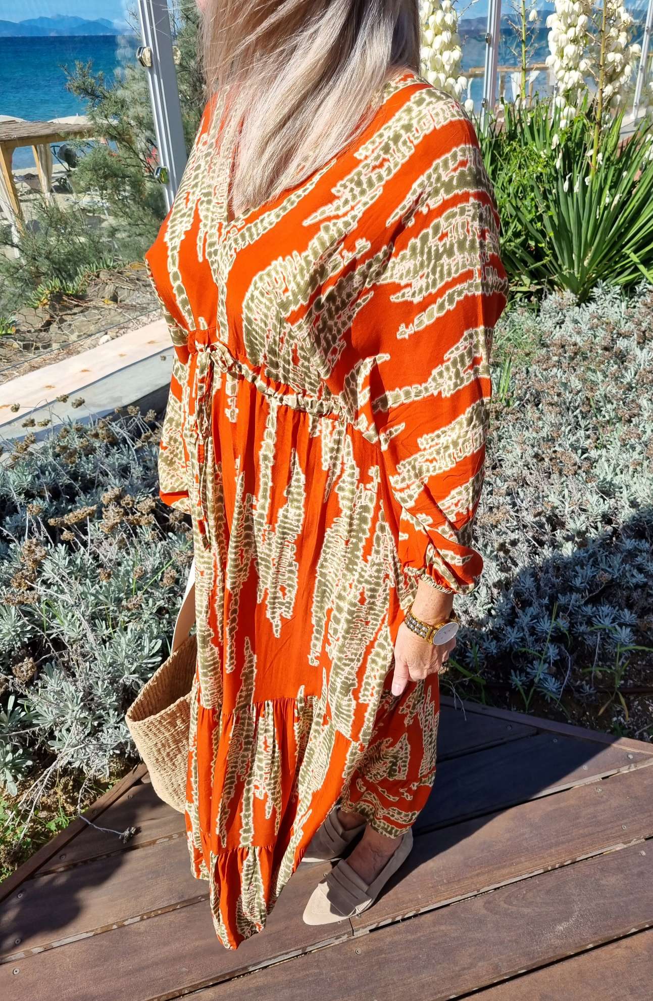 MAXI DRESS CORINNA ROT GRÜN 34-40 Made in Italy langes Kleid Tunikakleid MAXI DRESS CORINNA ROT GRÜN 34-40 Made in Italy langes Kleid Tunikakleid