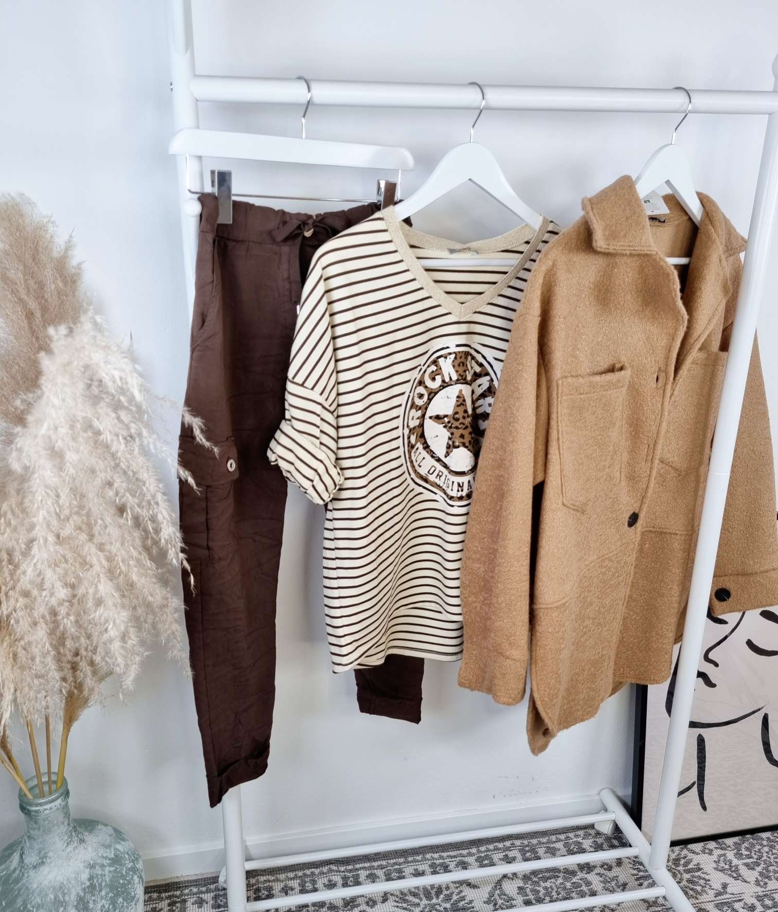 STRIPED LONGSLEEVE SHIRT LEO ROCKSTAR CAMEL 34-42 Made in Italy versch. Farben STRIPES STREIFEN STRIPED LONGSLEEVE SHIRT LEO ROCKSTAR CAMEL 34-42 Made in Italy versch. Farben STRIPES STREIFEN