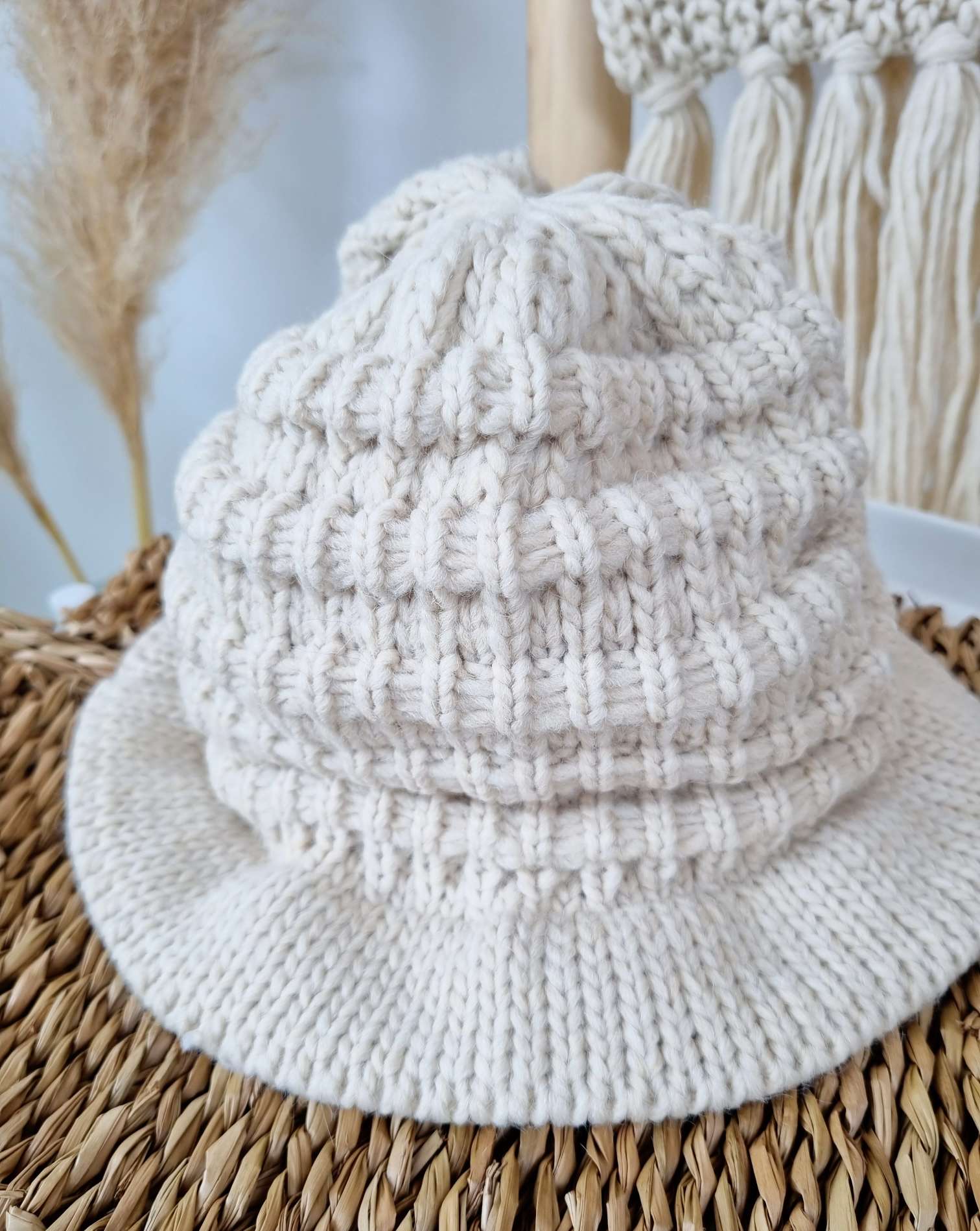 EDLER FISCHERHUT BELLADONNA CREME Strick Hut Mütze Made in Italy 
