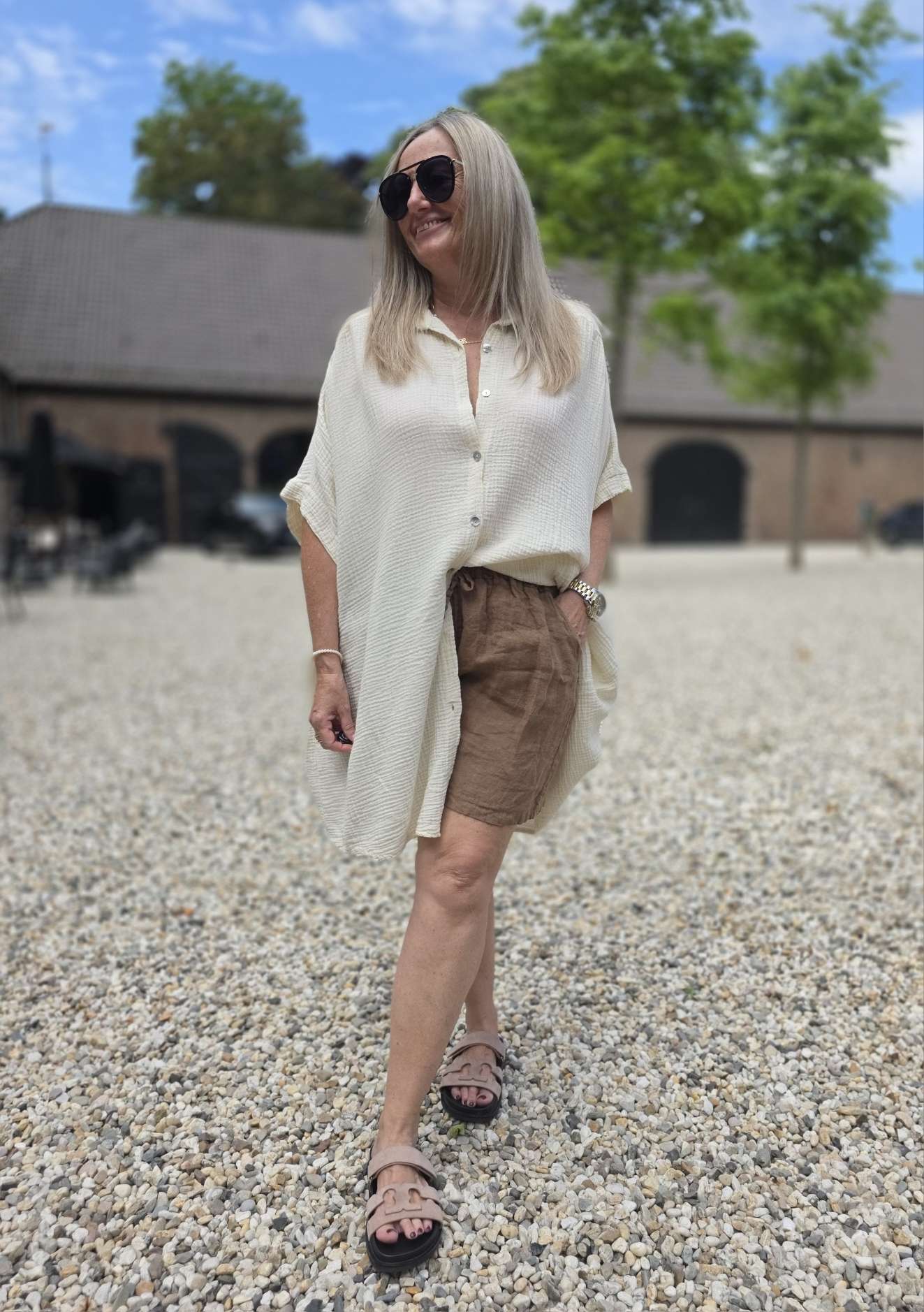 OVERSIZE MUSSELIN BLUSE SA COMA UNI MIDDI Made in Italy 34-46/48