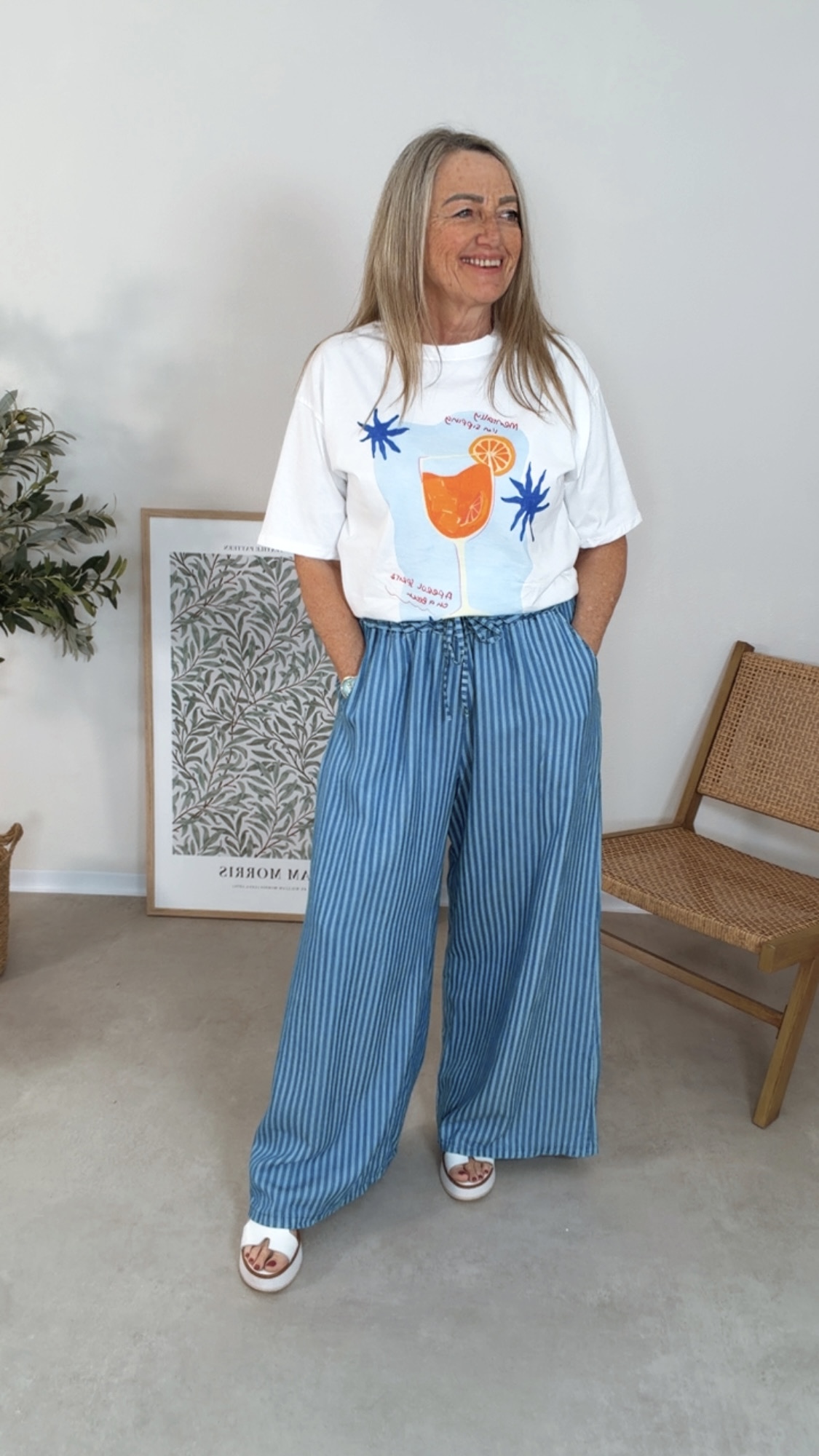 💙✨ Marlene Hose Elunaria Stripes Lyocell Made in Italy