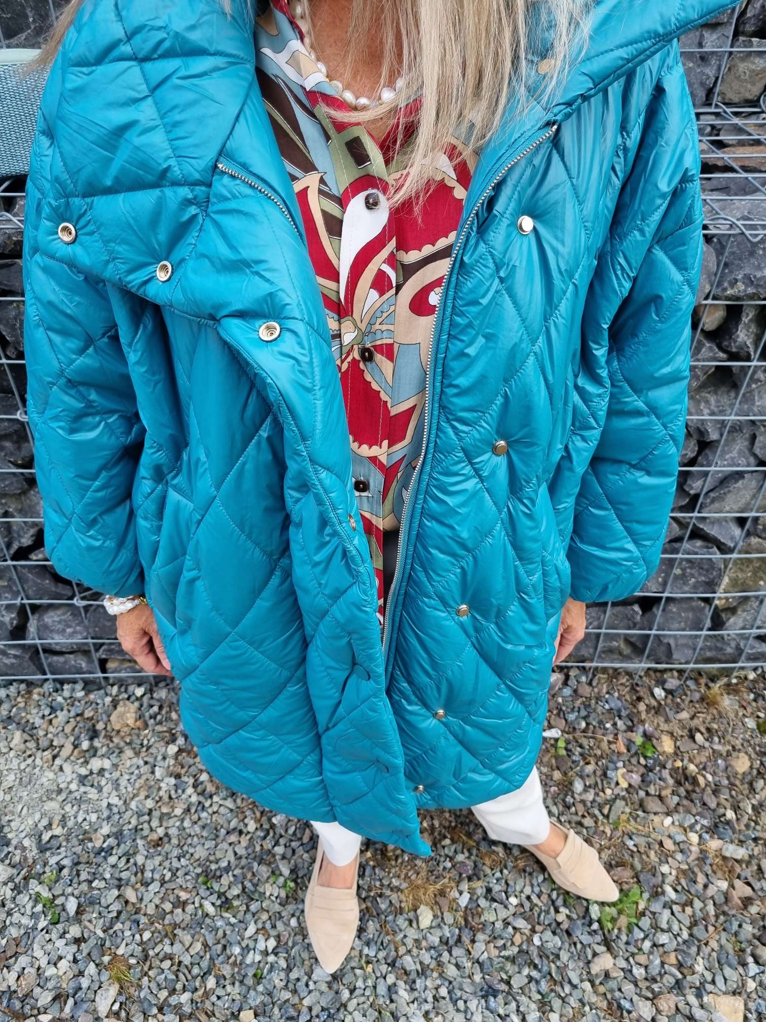 COAT NICOLETTA TÜRKIS Oversize Steppjacke lange Jacke Mantel Italy Style versch. Größen COAT NICOLETTA TÜRKIS Oversize Steppjacke lange Jacke Mantel Italy Style versch. Größen