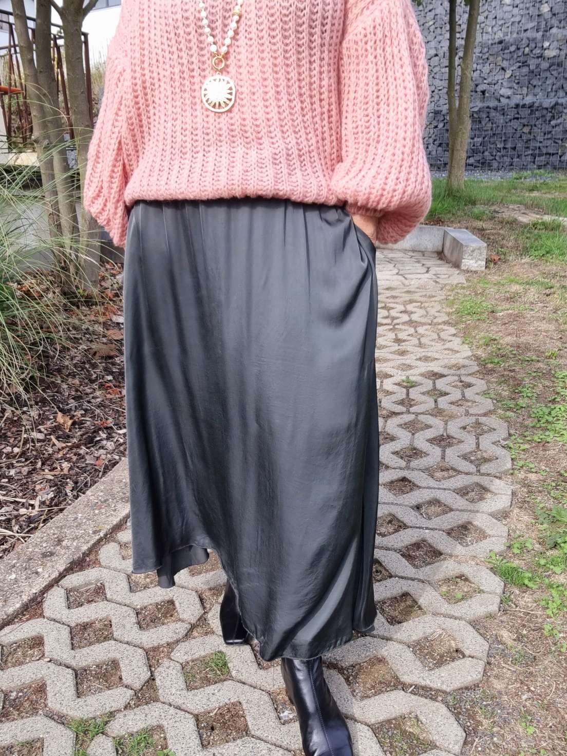 EDLER SILK SKIRT ERIKA ANTHRAZIT Satin Rock Seiden Mix Made in Italy Sommerhose 34-40 EDLER SILK SKIRT ERIKA ANTHRAZIT Satin Rock Seiden Mix Made in Italy Sommerhose 34-40