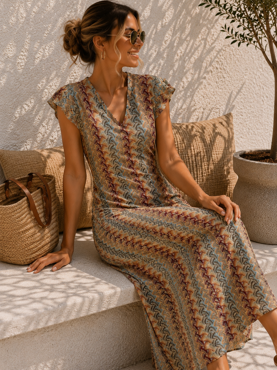 🌺🏝️✨ Sommer-Strickkleid Stromboli Mulitcolor Made in Italy 34-40/42