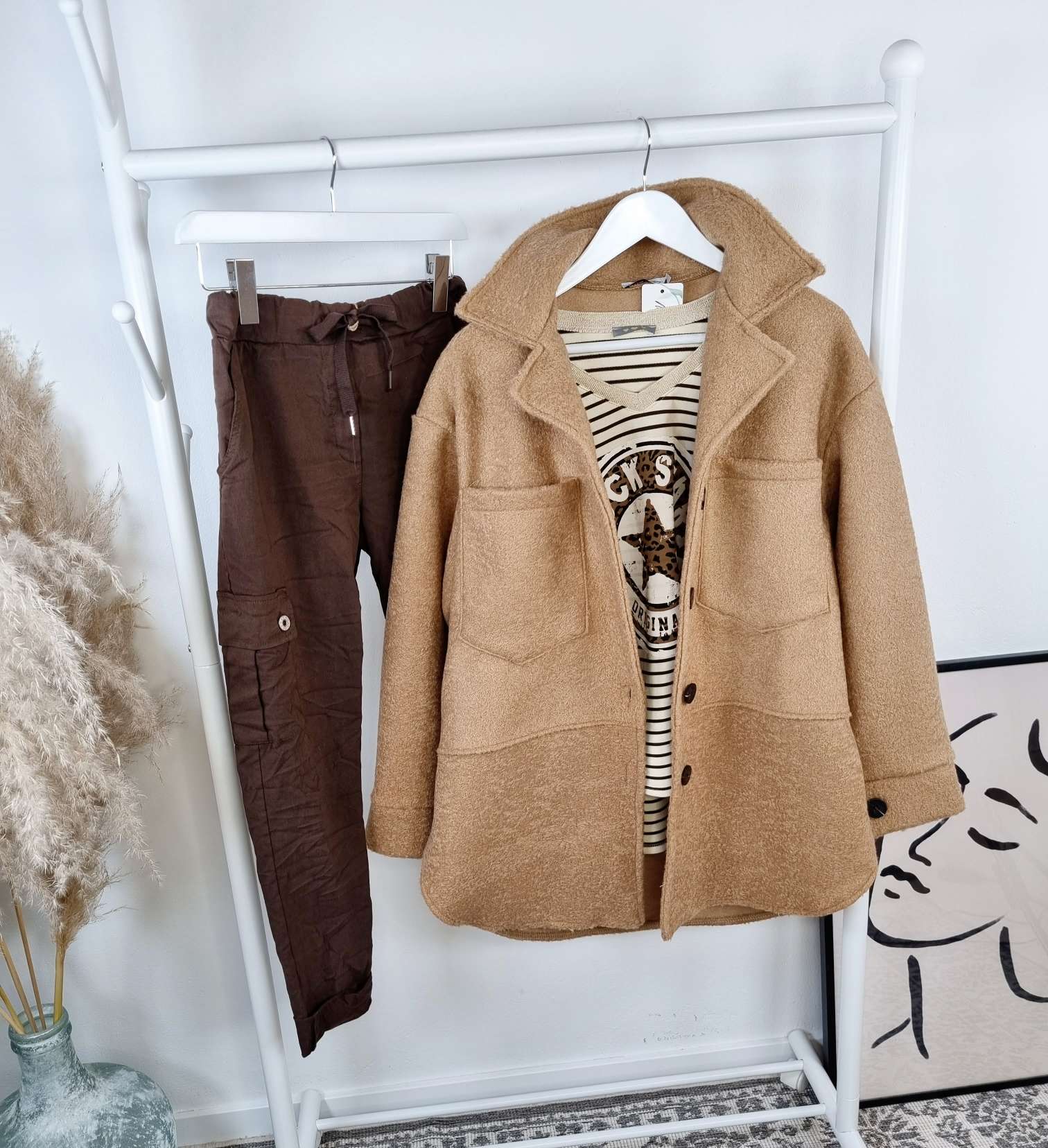 STRIPED LONGSLEEVE SHIRT LEO ROCKSTAR CAMEL 34-42 Made in Italy versch. Farben STRIPES STREIFEN STRIPED LONGSLEEVE SHIRT LEO ROCKSTAR CAMEL 34-42 Made in Italy versch. Farben STRIPES STREIFEN