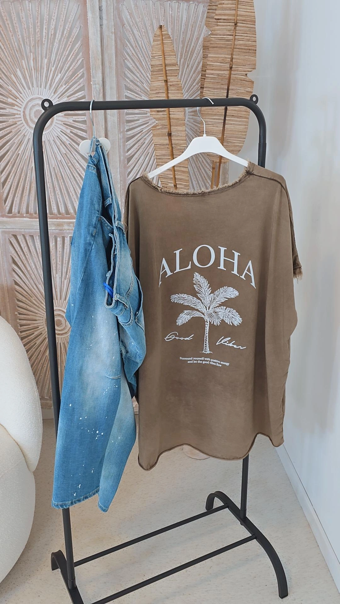 BASIC SHIRT ALOHA PALMS STONEWASHED VOKUHILA Made in Italy 34-44/46