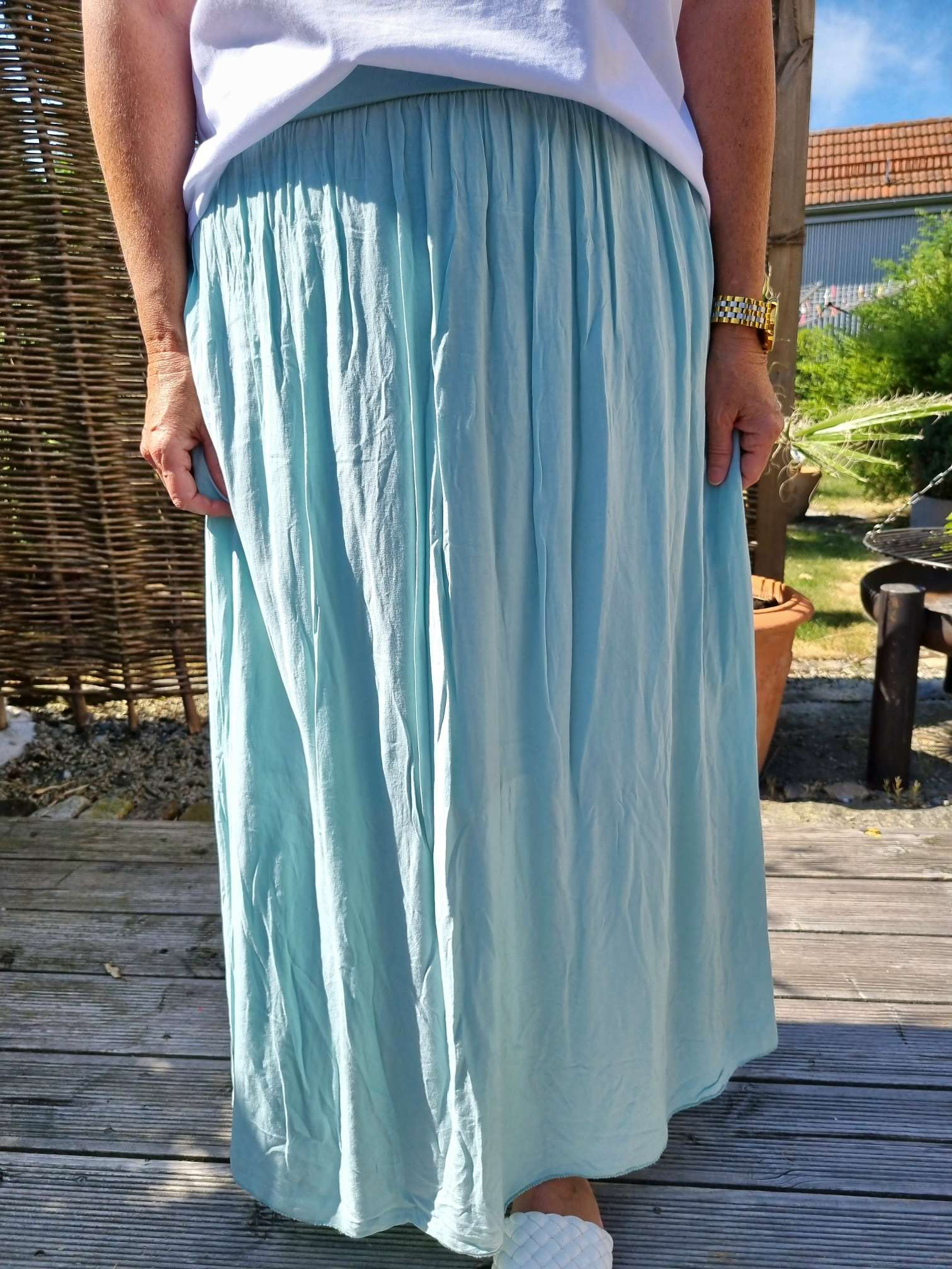 SHIRT MAXI SKIRT VENEZIA MINTGRÜN Made in Italy langer Rock 34-42 SHIRT MAXI SKIRT VENEZIA MINTGRÜN Made in Italy langer Rock 34-42
