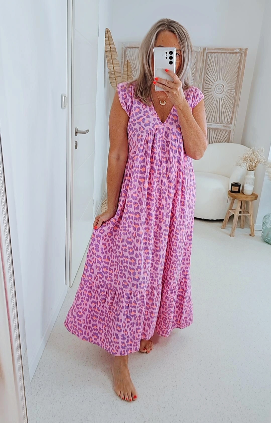 MAXI MUSSELIN KLEID TENERIFFA LEO Made in Italy 34-40/42 ärmellos 
