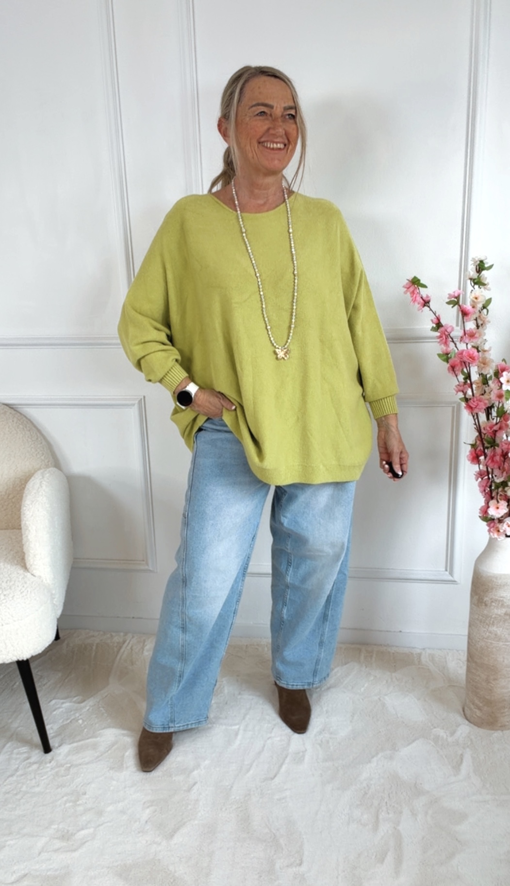 MAXI-PULLOVER LEVI unifarben 34-44/46 Made in Italy Viskose