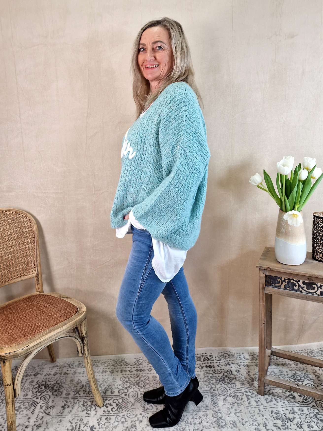 KNIT SWEATER QUEEN MINT 34-42 Made in Italy Strickpullover Pullover KNIT SWEATER QUEEN MINT 34-42 Made in Italy Strickpullover Pullover
