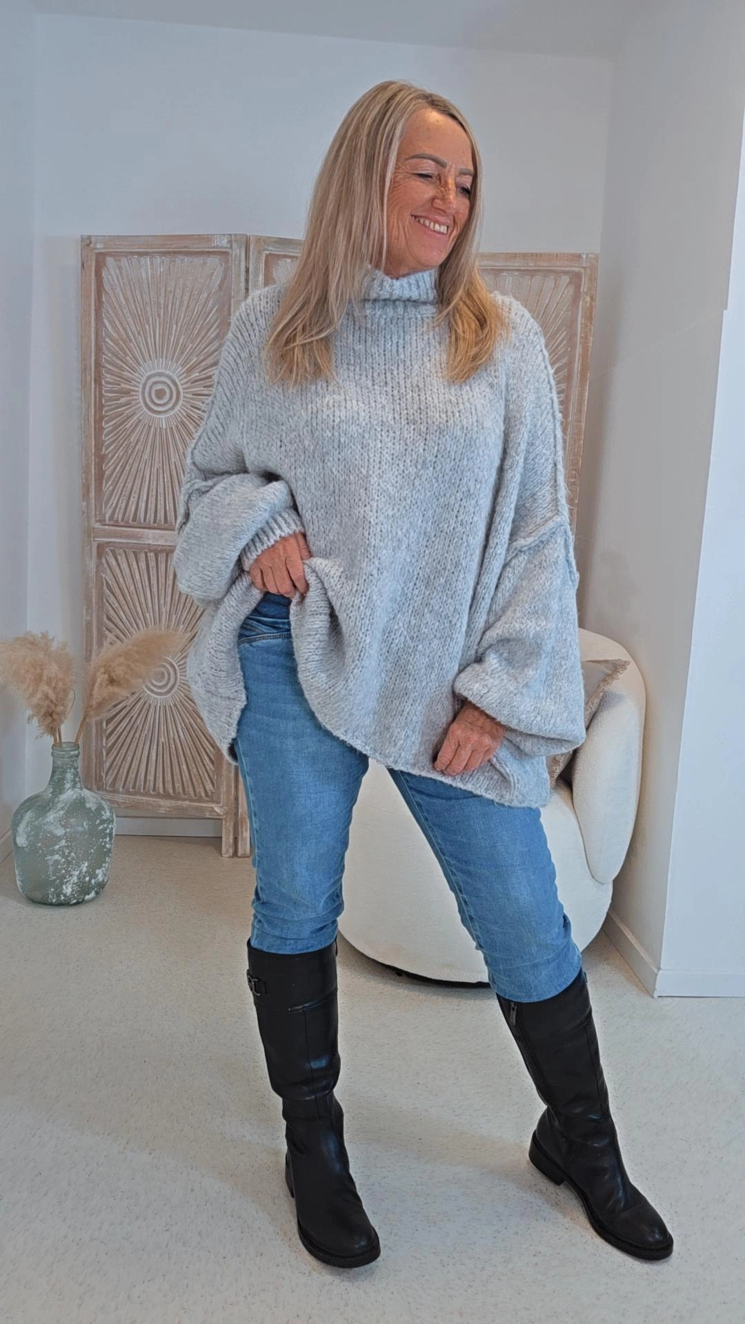 COZY KNIT SWEATER SCARLETT Made in Italy 34-48 OVERSIZE Pullover 