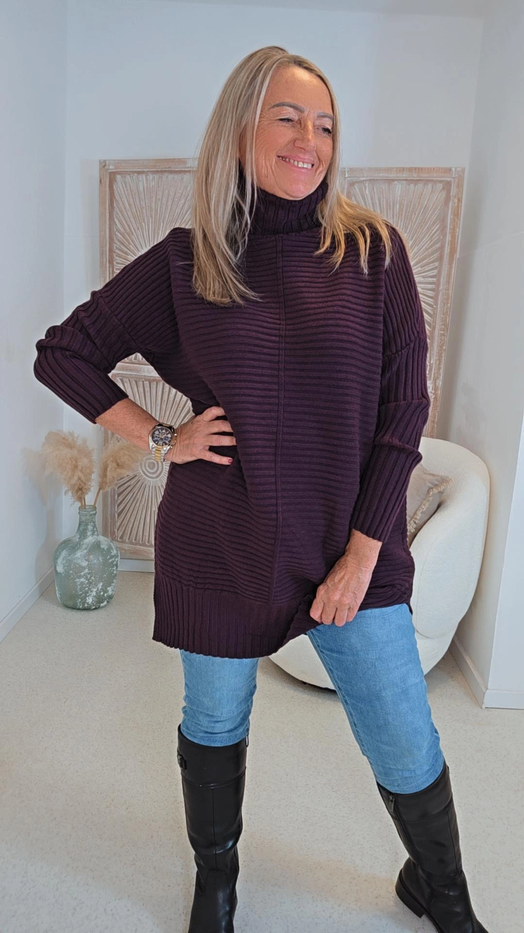 BLACK SCHNAPPER SPEZIAL LONGPULLOVER OLIVIA Rollkragen Strick 34-40+42 Made in Italy