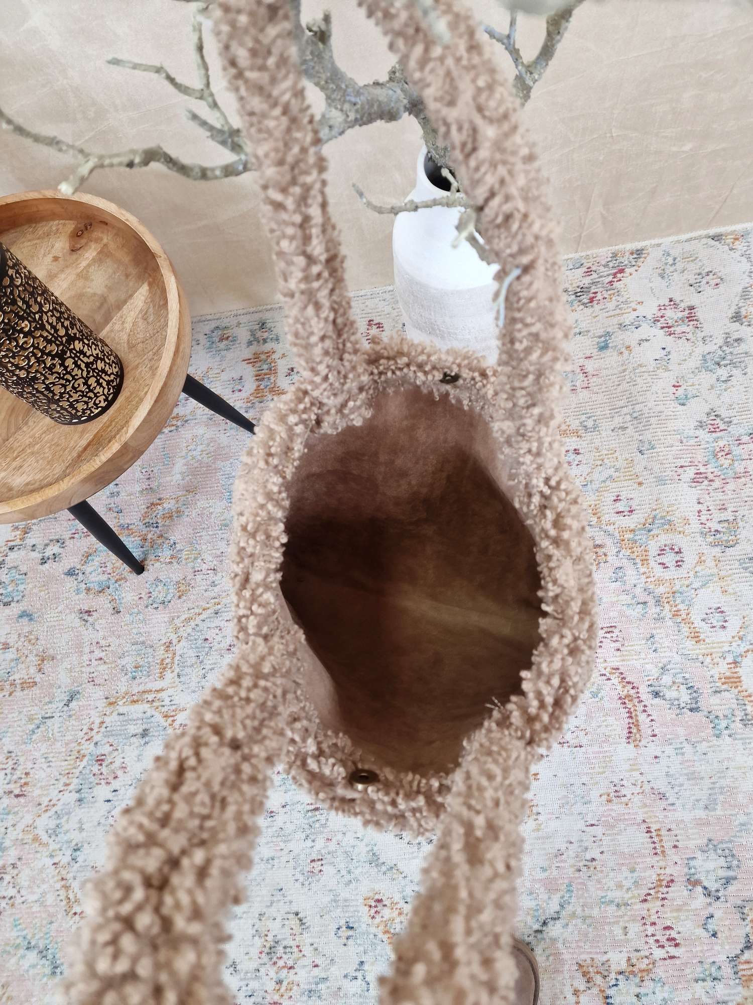 TEDDY FELL SHOPPER MADDIE TAUPE flauschige Shopping Bag Tasche Made in Italy TEDDY FELL SHOPPER MADDIE TAUPE flauschige Shopping Bag Tasche Made in Italy