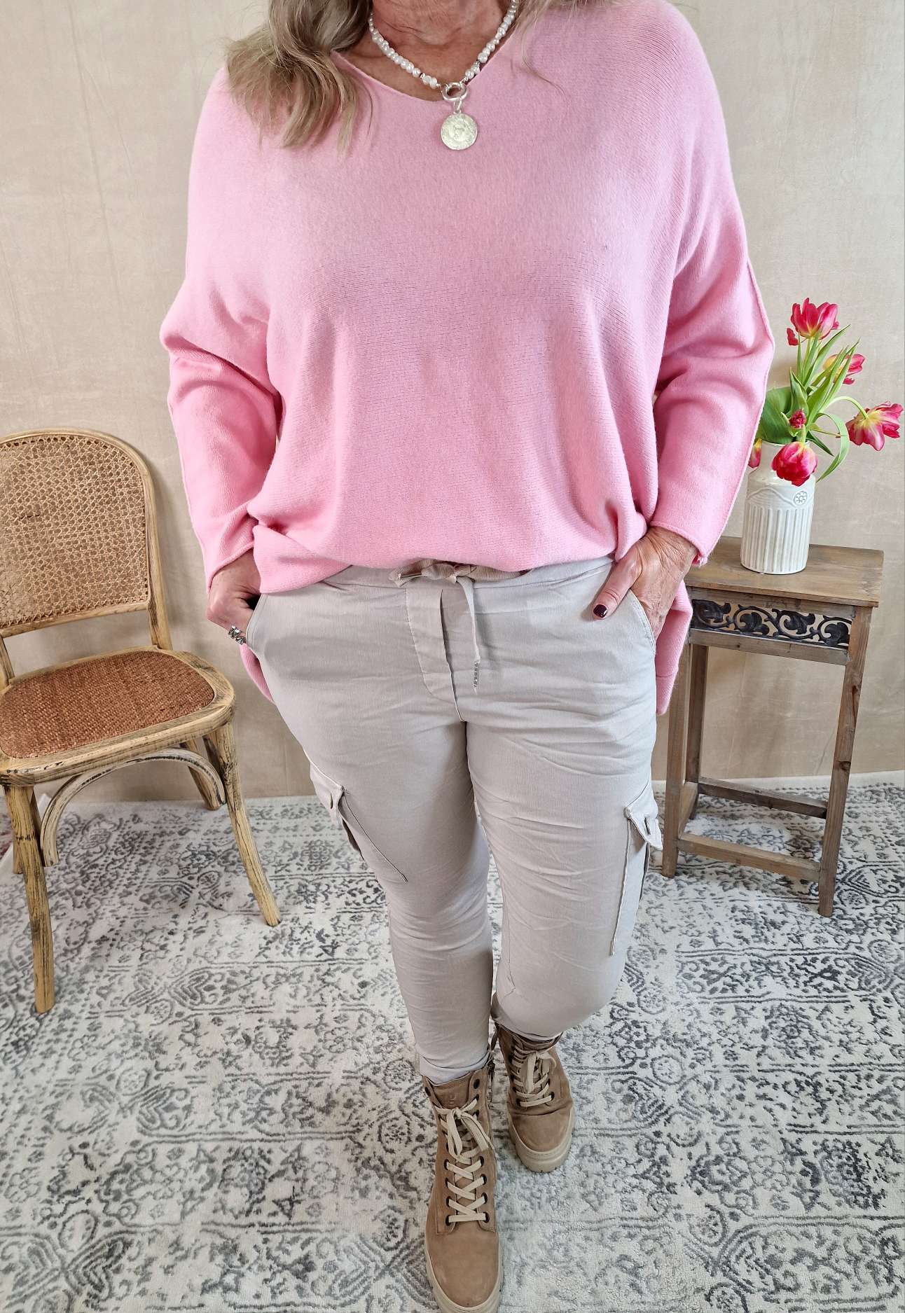 CARGO PANT RICCA BEIGE Made in Italy Cargo Hose Jogpant 34-42 Freizeithose CARGO PANT RICCA BEIGE Made in Italy Cargo Hose Jogpant 34-42 Freizeithose