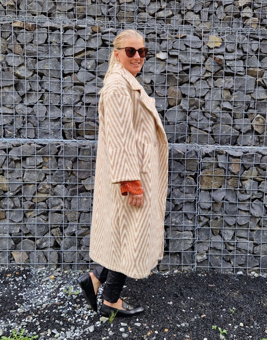 WOLL MANTEL MERLE STRIPES BEIGE 36-42 Made in Italy Winter Jacke Fleece Mantel COAT WOLL MANTEL MERLE STRIPES BEIGE 36-42 Made in Italy Winter Jacke Fleece Mantel COAT
