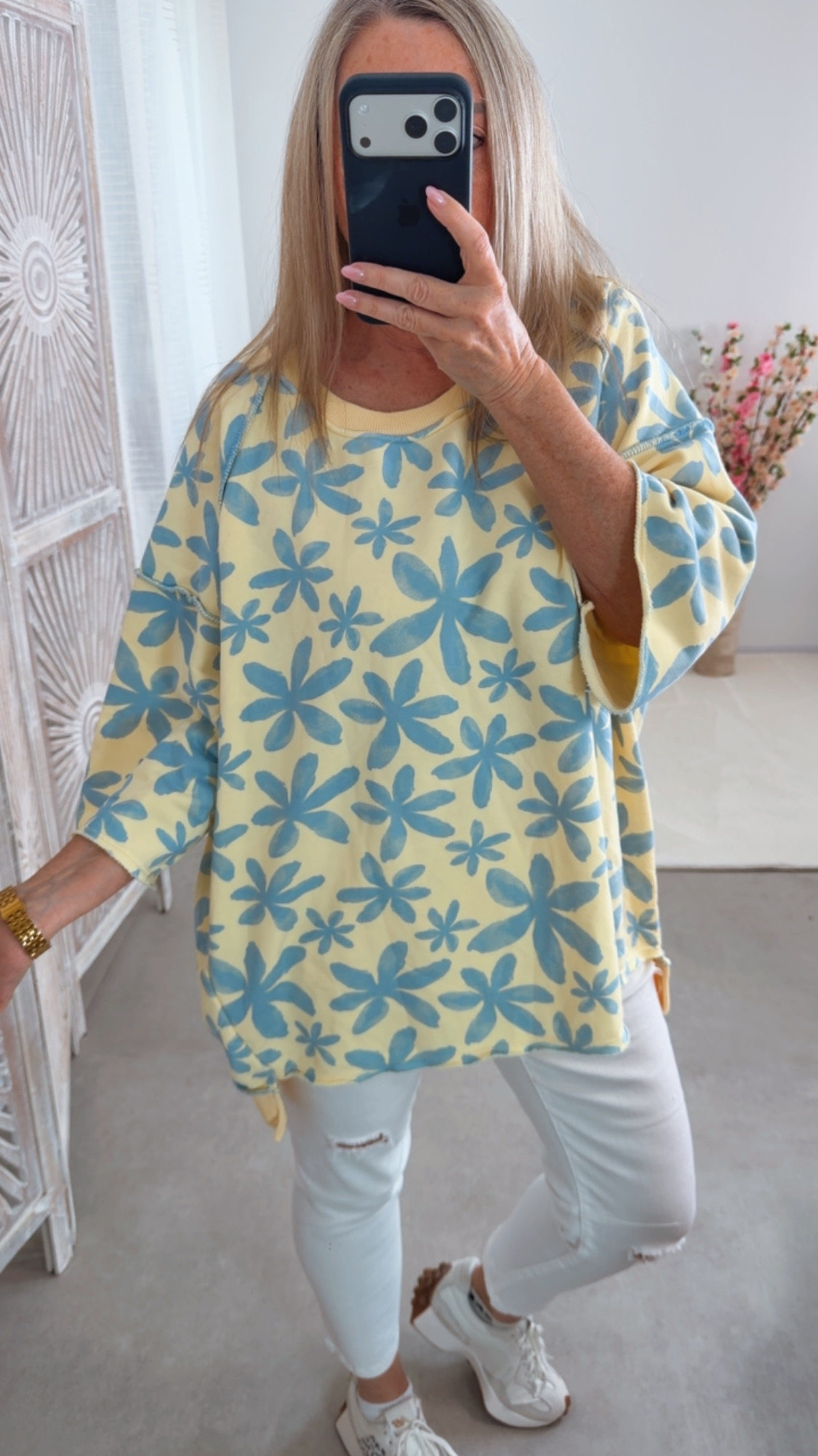 🌸 Oversize-Sweater „Bloomy Breeze“ Made in Italy versch. Farben Gr. 34-44/46