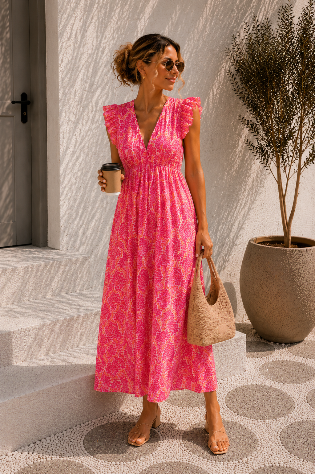 MUSSELIN KLEID ZOE FANTASY 34 - 42 Made in Italy ärmellos Rüsche