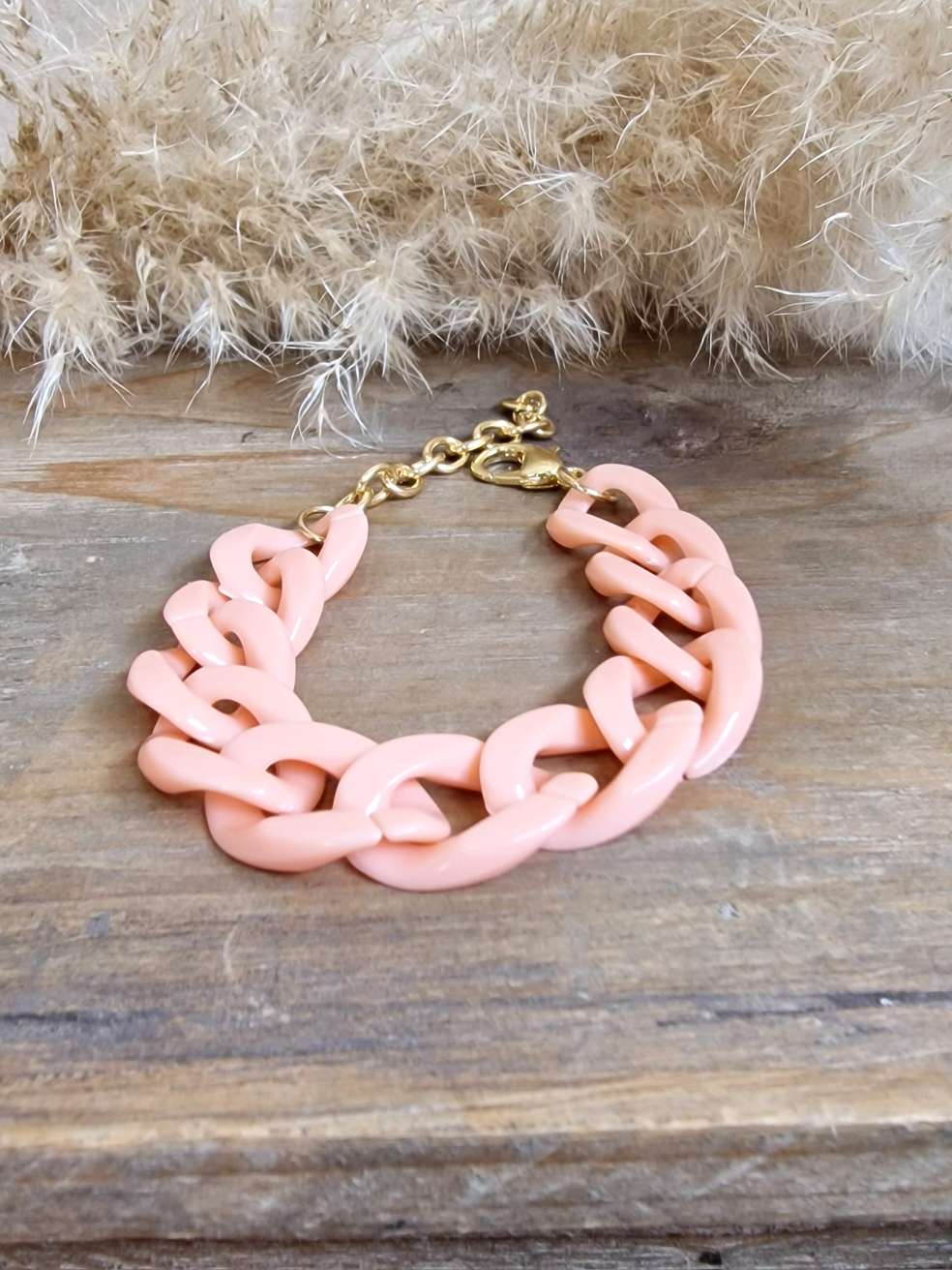 ARMBAND BRACELET BEACH VIBES APRIKOT Metall Goldfarbig Resin Harz  