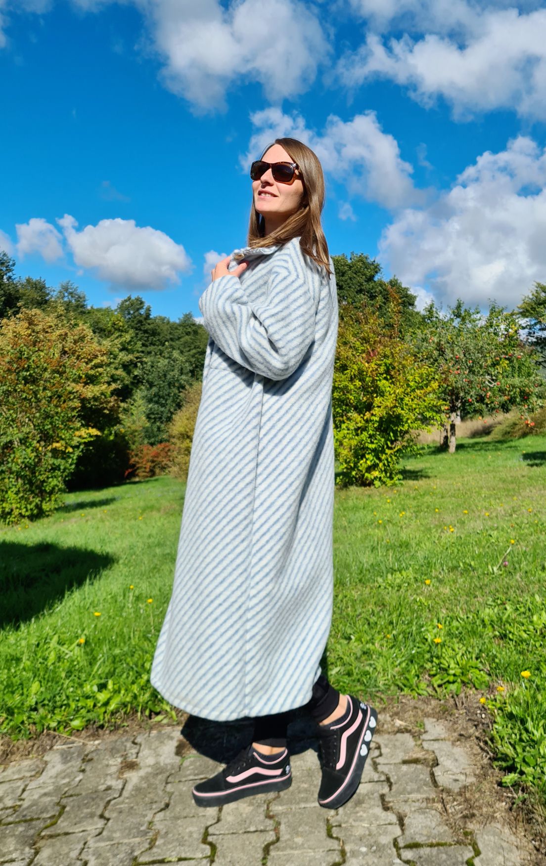 WOLL MANTEL PIA STRIPES BLAU 36-42 Made in Italy Winter Jacke Fleece Mantel COAT WOLL MANTEL PIA STRIPES BLAU 36-42 Made in Italy Winter Jacke Fleece Mantel COAT