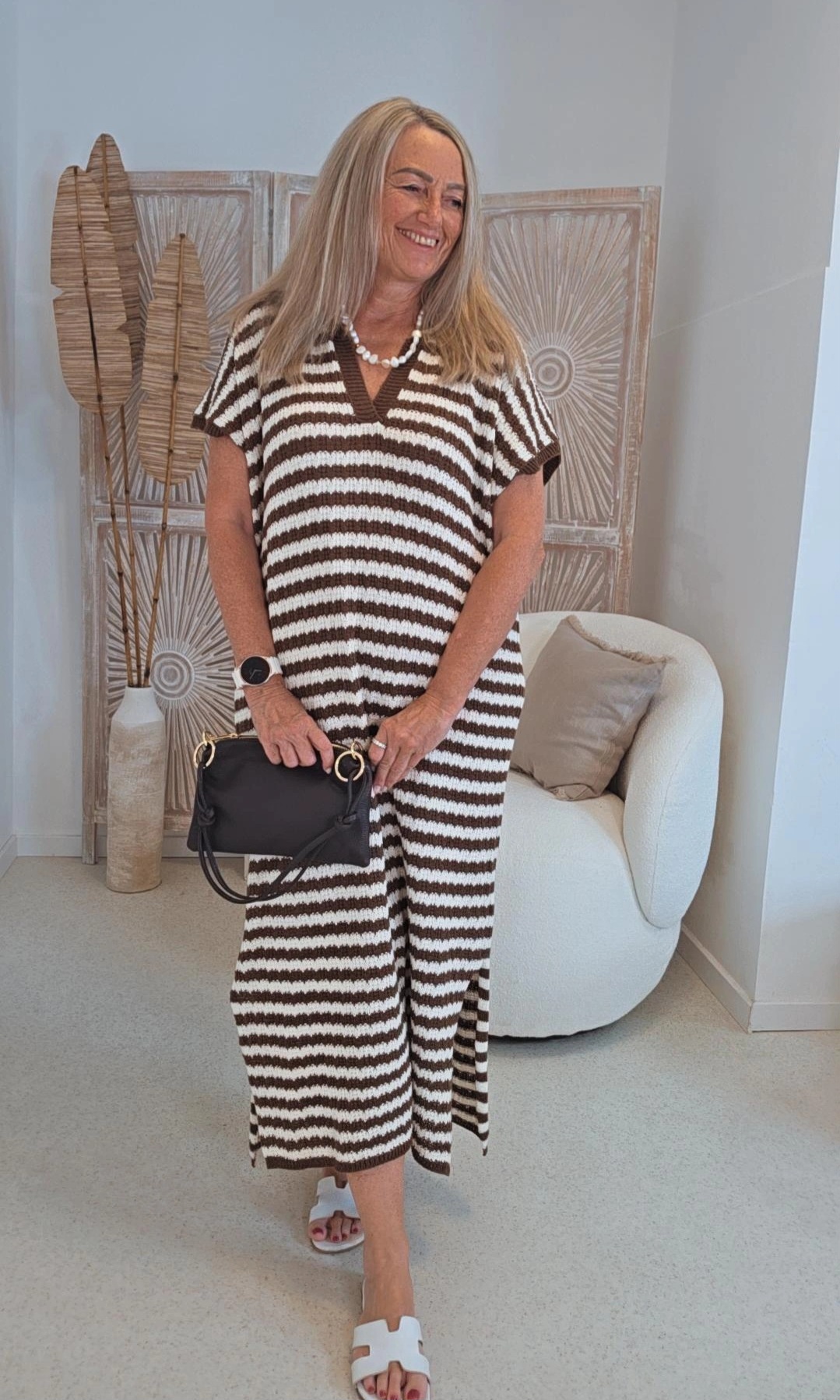 EDLES STRICKKLEID PAGUERA STRIPES Made in Italy 34 - 44 KNIT DRESS Oversize 