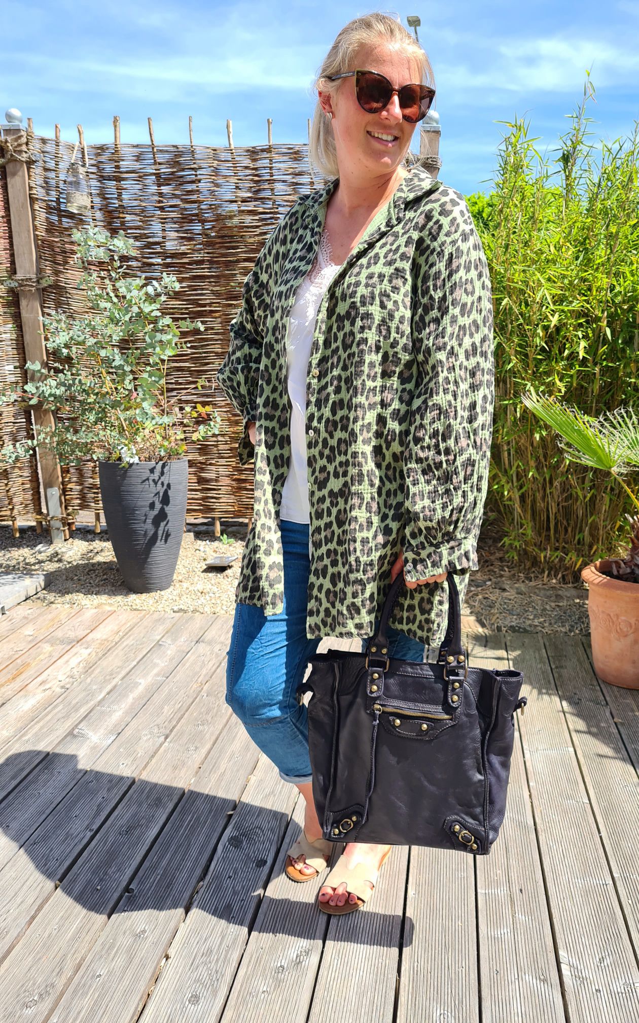 MUSSELIN OVERSIZE BLUSE SKYROS LEO KHAKI 34-42 Made in Italy Longbluse Kleid Tunika Shirt Blusenjacke MUSSELIN OVERSIZE BLUSE SKYROS LEO KHAKI 34-42 Made in Italy Longbluse Kleid Tunika Shirt Blusenjacke