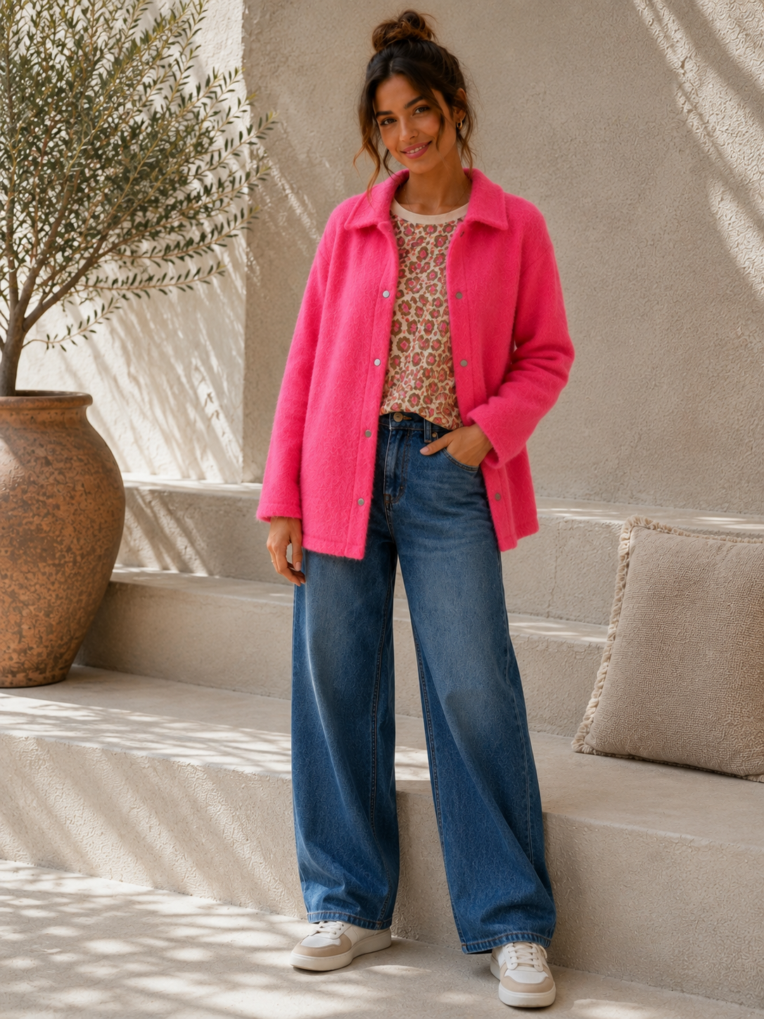 Hemdjacke No. JA014 | Flauschige Wolloptik | Made in Italy | Gr. 34–42