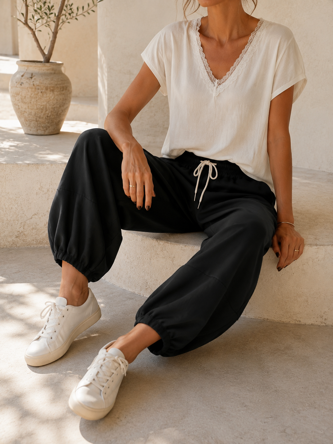 Ballon-Jogpant Amaris – lässige Basic Pants für jeden Tag Made in Italy 34-42/44