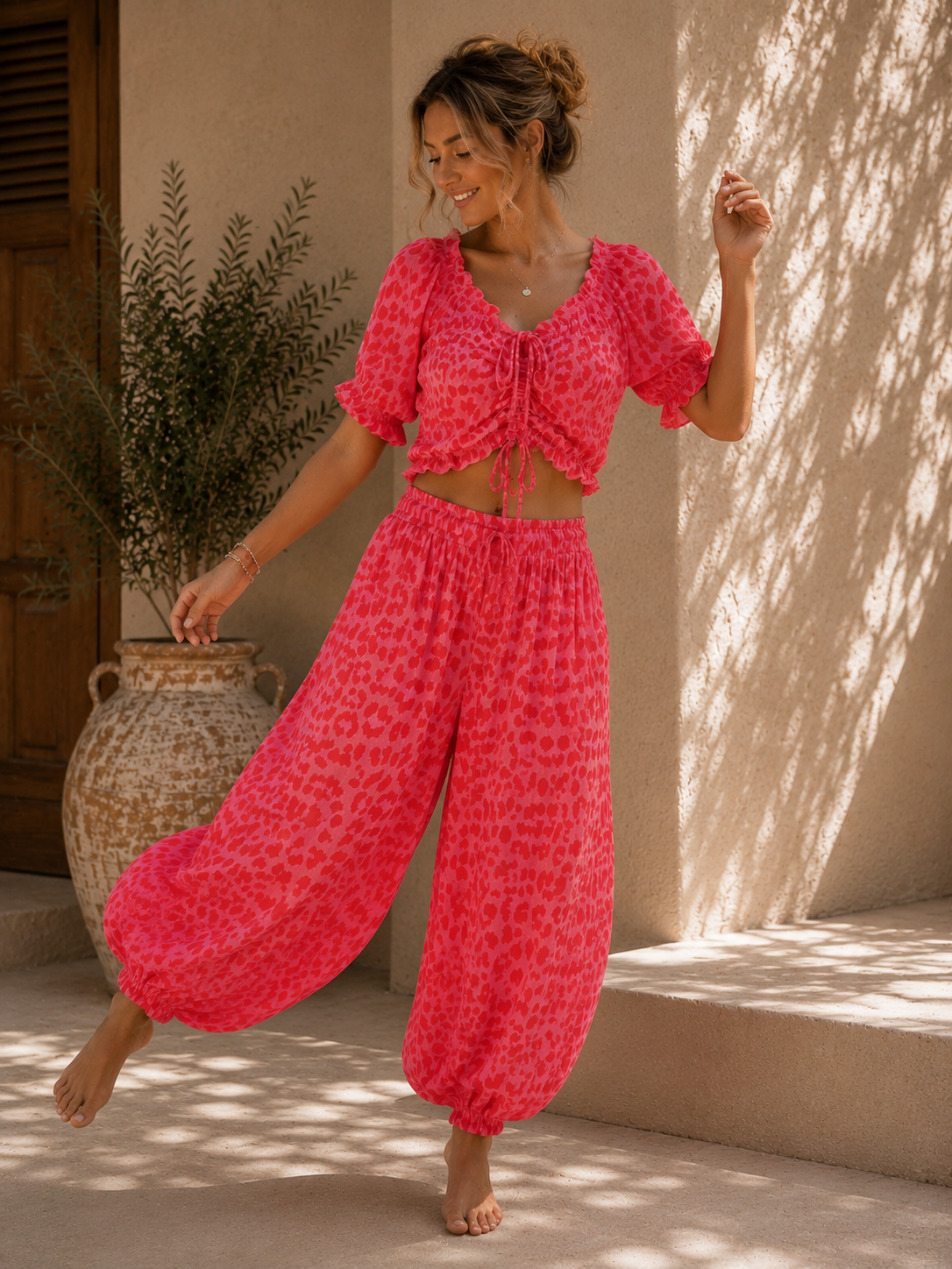 Bluse Cropped Musselin Savanna Leo Made in Italy 34-40/42