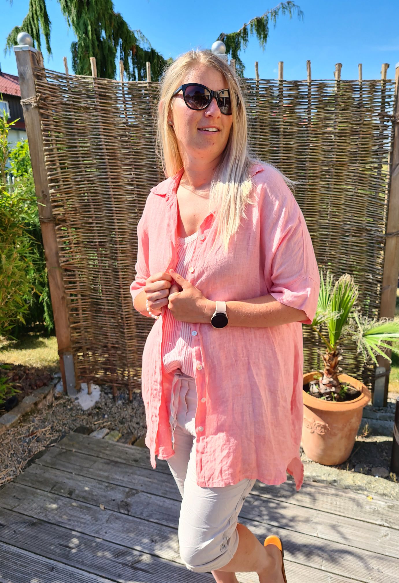LINEN TUNIKA AREZZO LONG KORALLE Leinen Bluse Kleid Made in Italy 34-42 Longbluse LINEN TUNIKA AREZZO LONG KORALLE Leinen Bluse Kleid Made in Italy 34-42 Longbluse