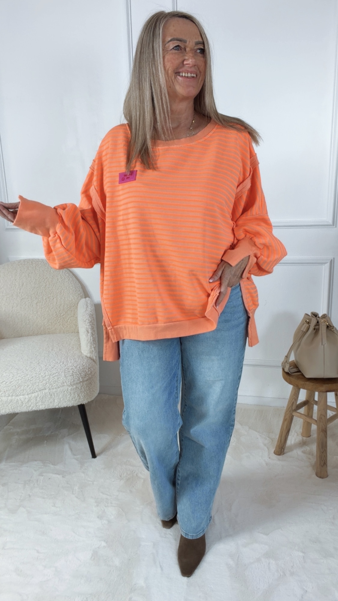 OVERSIZE SWEATER SOURIRE STRIPES Made in Italy 36 - 46/48