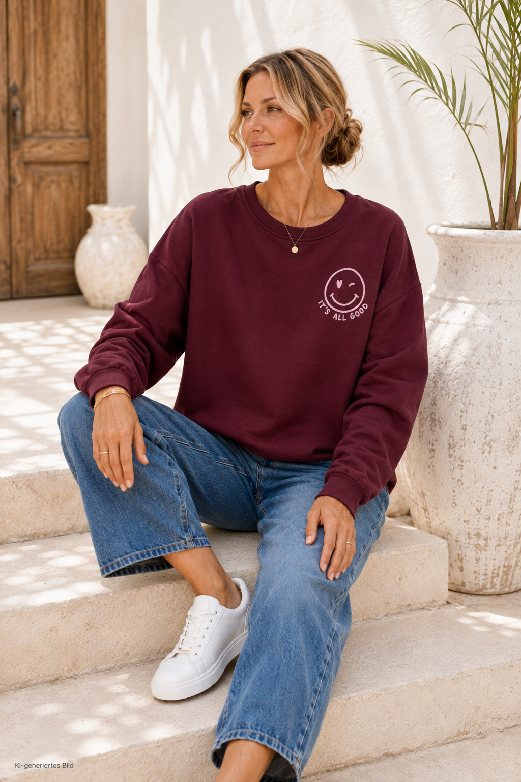 Sweatshirt „Happy Vibes NINA“ – Made in Italy