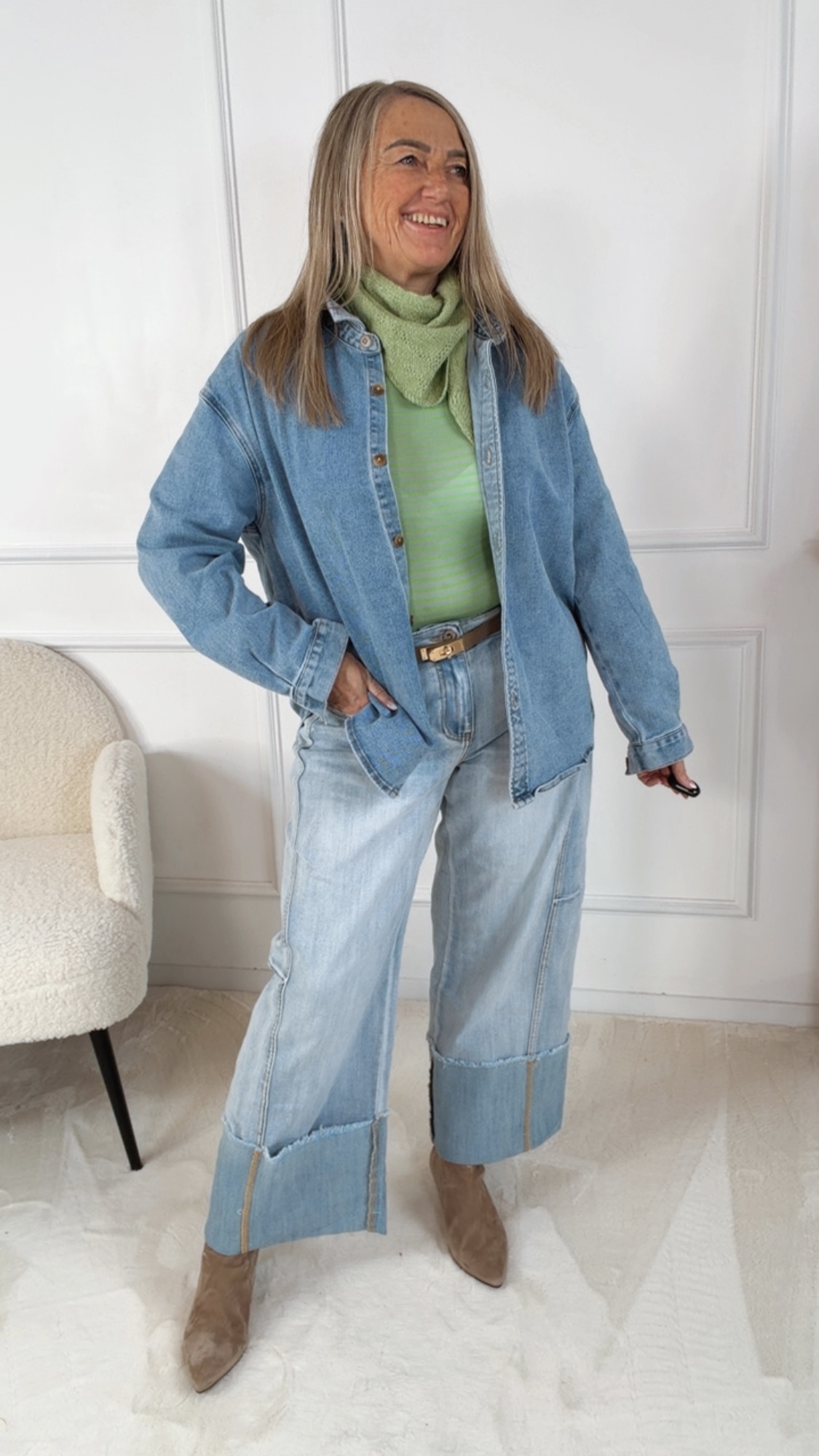 Jeansbluse „Blue Ease“ Denim Hemd Italy Style