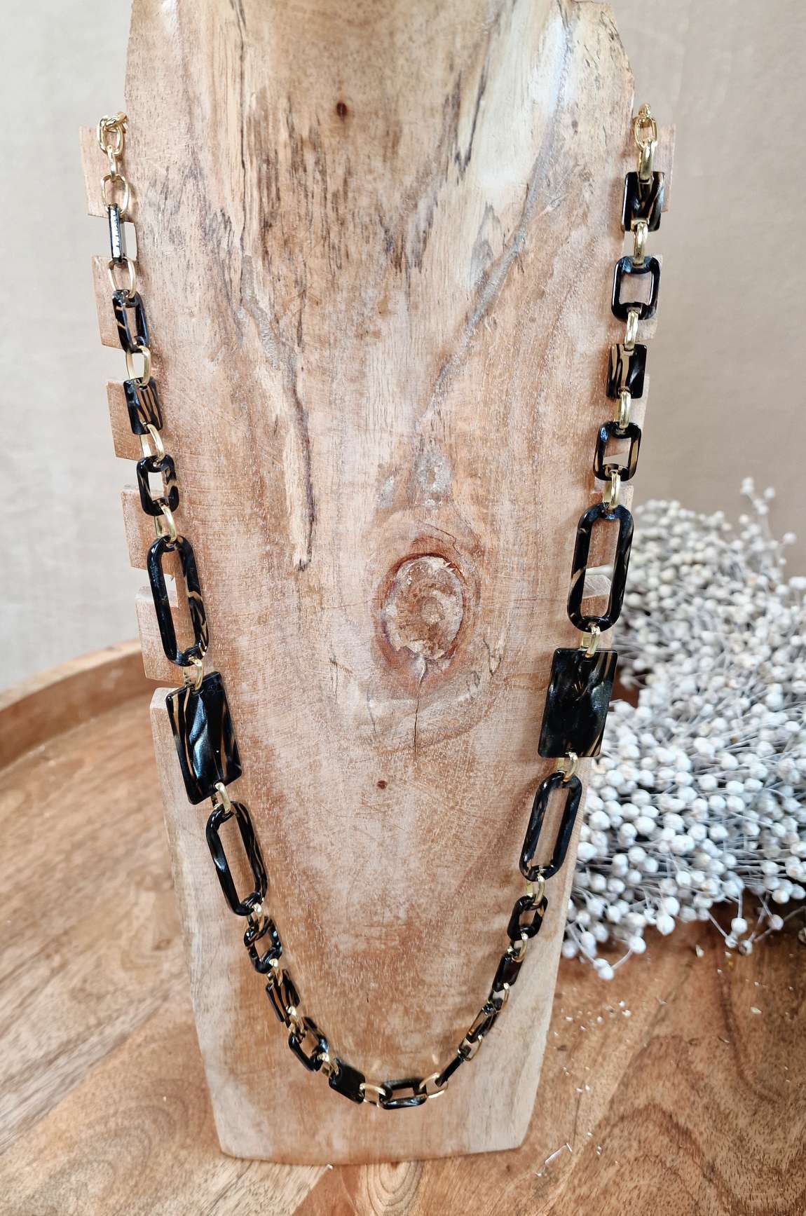 KETTE COSY SCHWARZ GLITTER Metall Goldfarbig Necklace Halskette