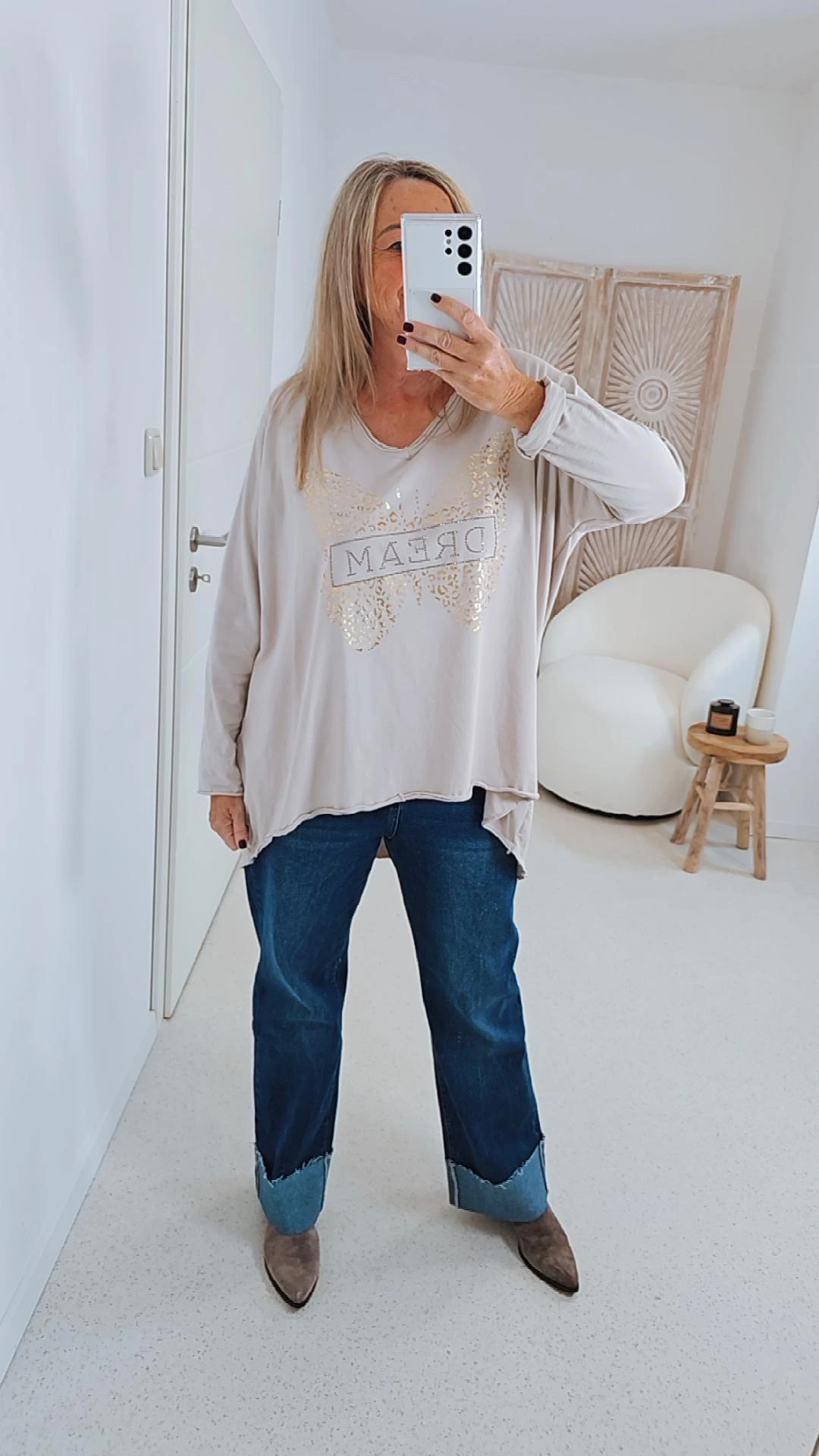 OVERSIZE BASIC SHIRT BUTTERFLY 34 -42 Made in Italy Vokuhila 