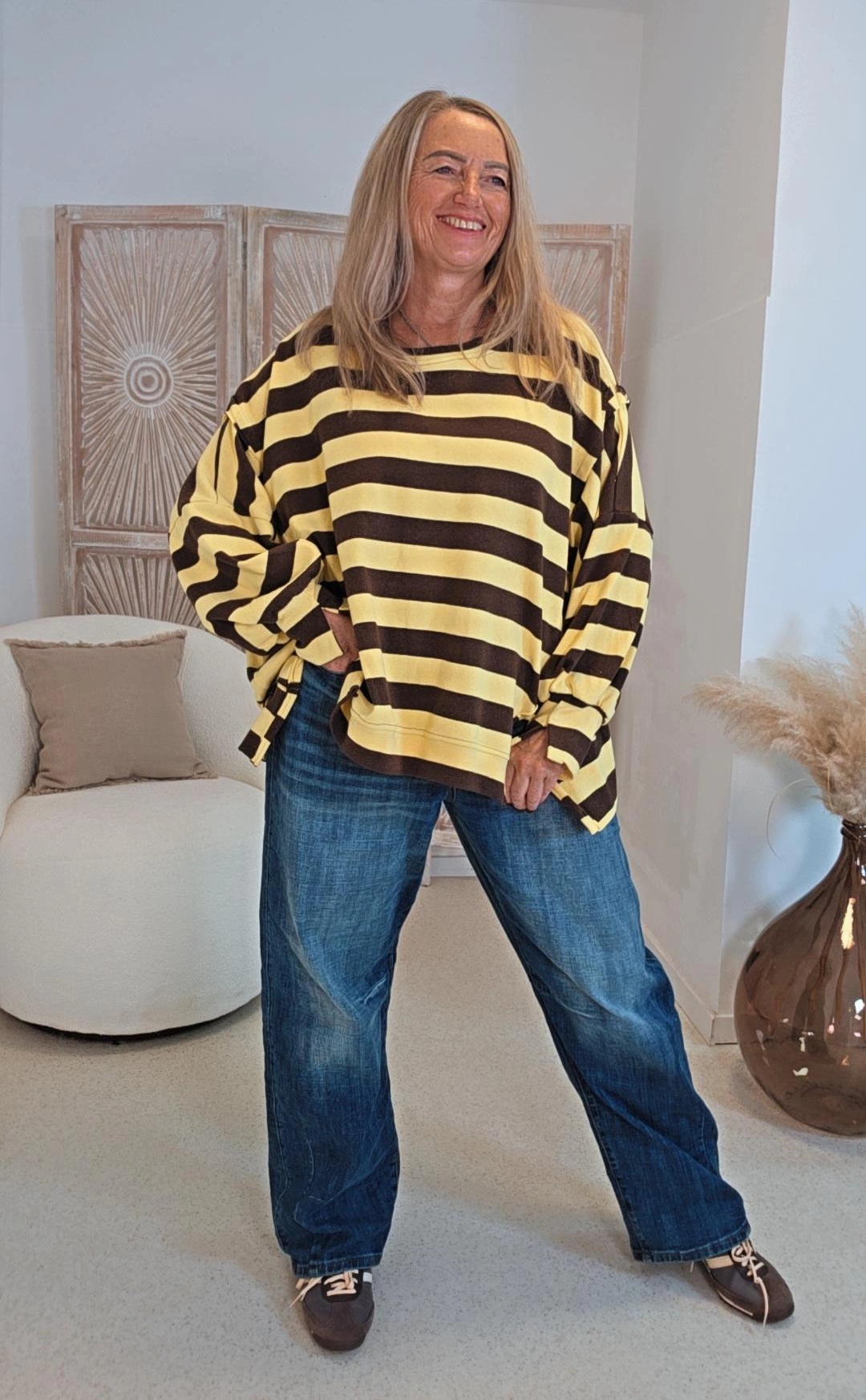 OVERSIZE SWEATER AYLIN BLOCKSTREIFEN 34-44/46 Made in Italy