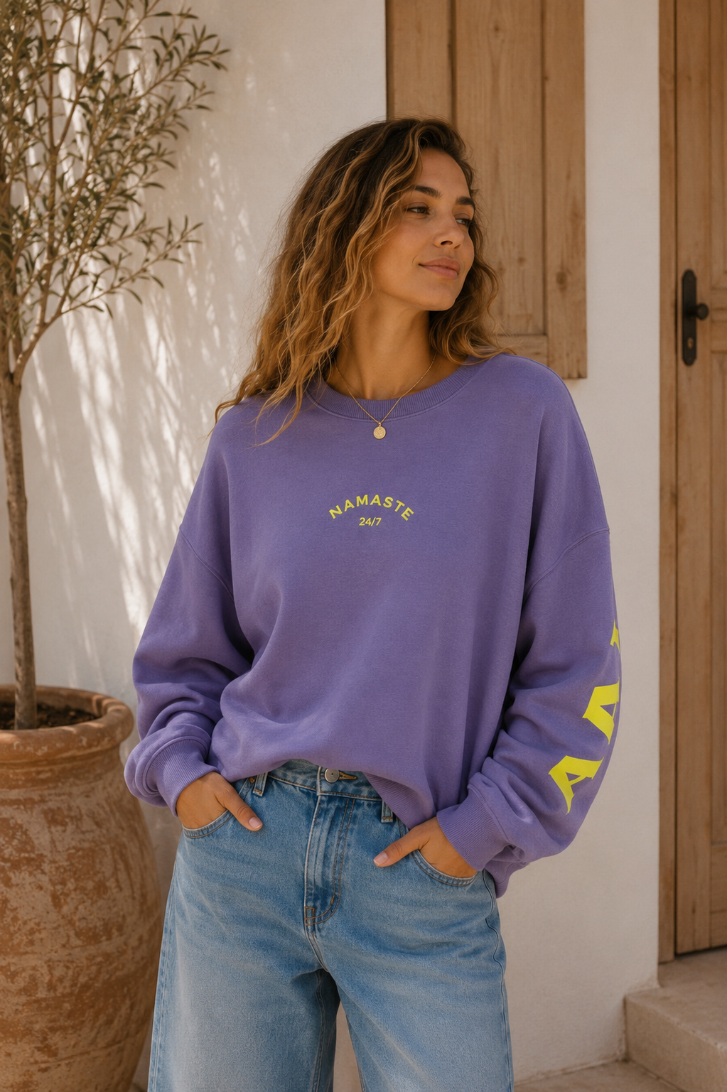 Sweatshirt „Namaste 24/7 Uni“ – Made in Italy | One Size bis ca. Gr. 42